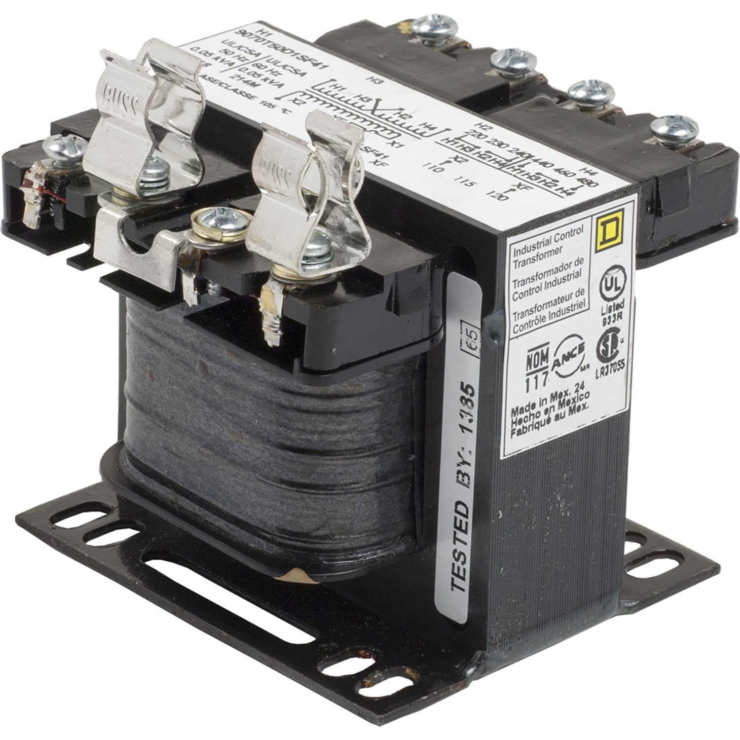 9070T50D1SF41 Type T Control Transformer, 240/480 V AC Primary, 120 VAC Secondary, 50 VA Power Rating, 50/60 Hz, 1 Phase