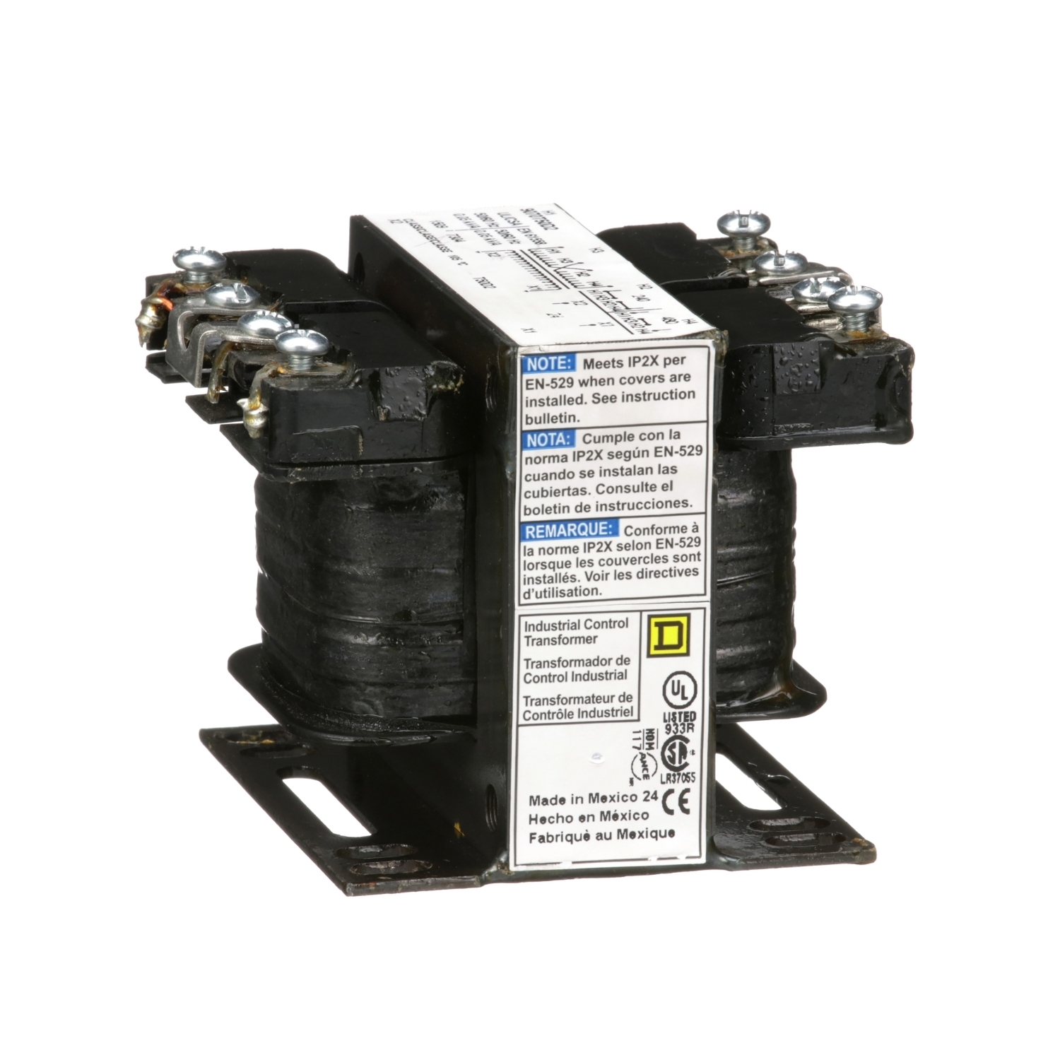 9070T50D2 Type T Open Style Industrial Control Transformer, 240/480 V AC Primary, 24 VDC Secondary, 50 VA Power Rating, 50/60 Hz, 1 Phase