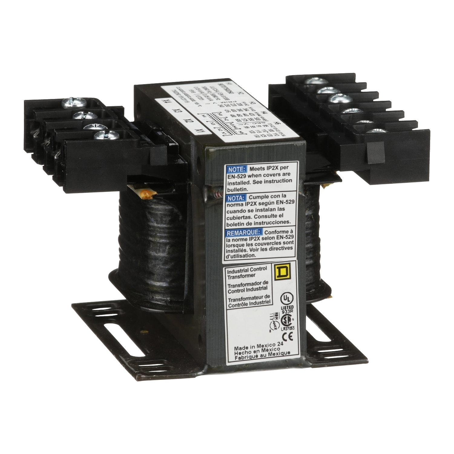 9070T50D50 Type T Industrial Open Style Control Transformer, 240/416/480/600, 230/400/460/575, 220/380/44 V AC Primary, 99/120/130, 95/115/125, 85/104/115, 90/110/120 VAC Secondary, 50 VA Power Rating, 50/60 Hz, 1 Phase