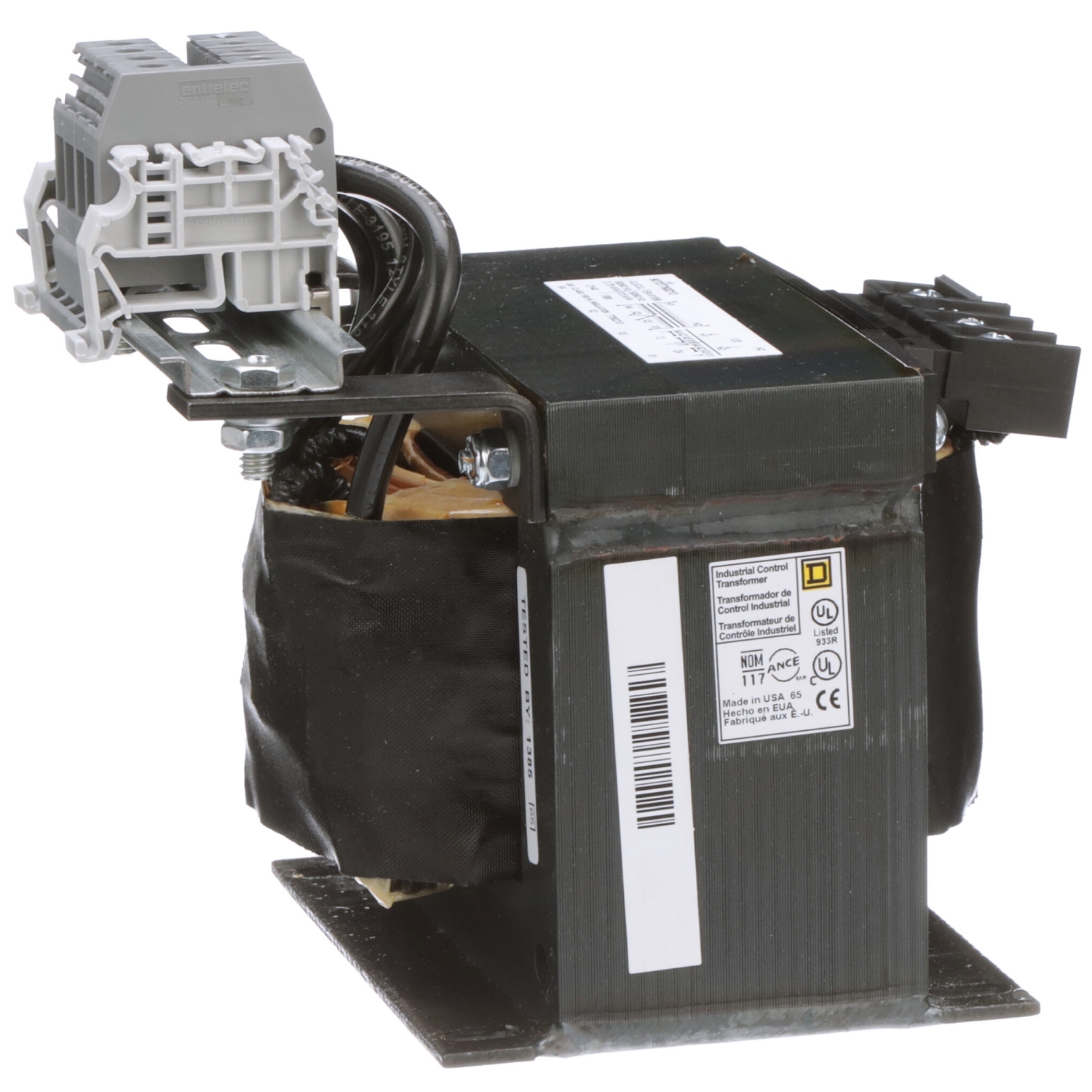 9070T750D13 Type T Industrial Control Transformer, 120 V AC Primary, 12/24 VAC Secondary, 750 VA Power Rating, 50/60 Hz, 1 Phase