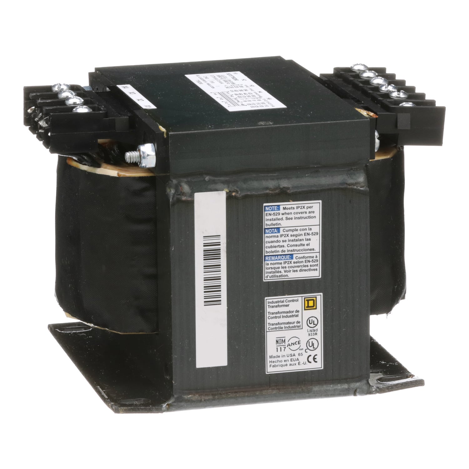 9070T750D50 Type T Industrial Control Transformer, 240/416/480/600, 230/400/460/575, 220/380/44 V AC Primary, 99/120/130, 95/115/125, 90/110/120, 85/104/115 VAC Secondary, 750 VA Power Rating, 50/60 Hz, 1 Phase