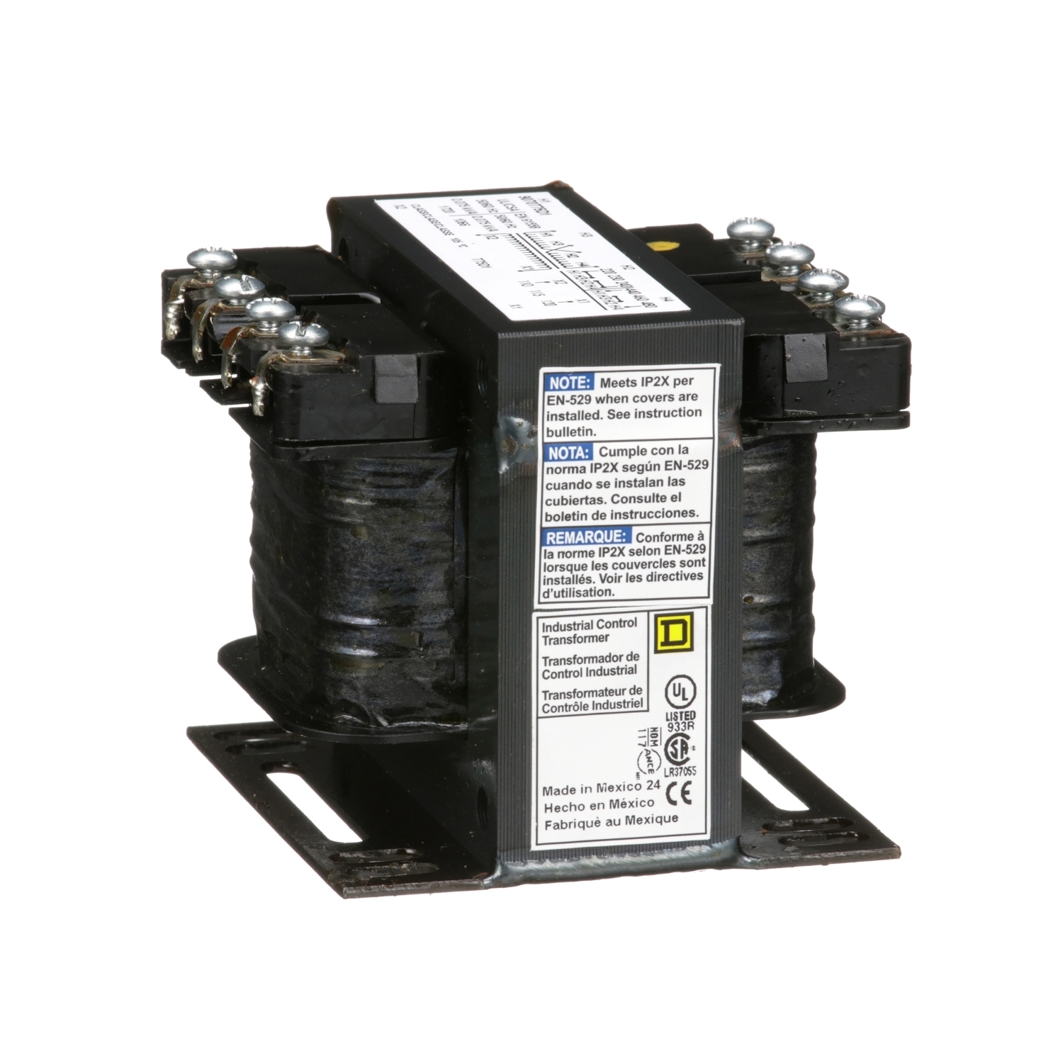 9070T75D1 Type T Industrial Open Style Control Transformer, 220/230/240/440/460/480 V AC Primary, 110/115/120 VAC Secondary, 75 VA Power Rating, 50/60 Hz, 1 Phase
