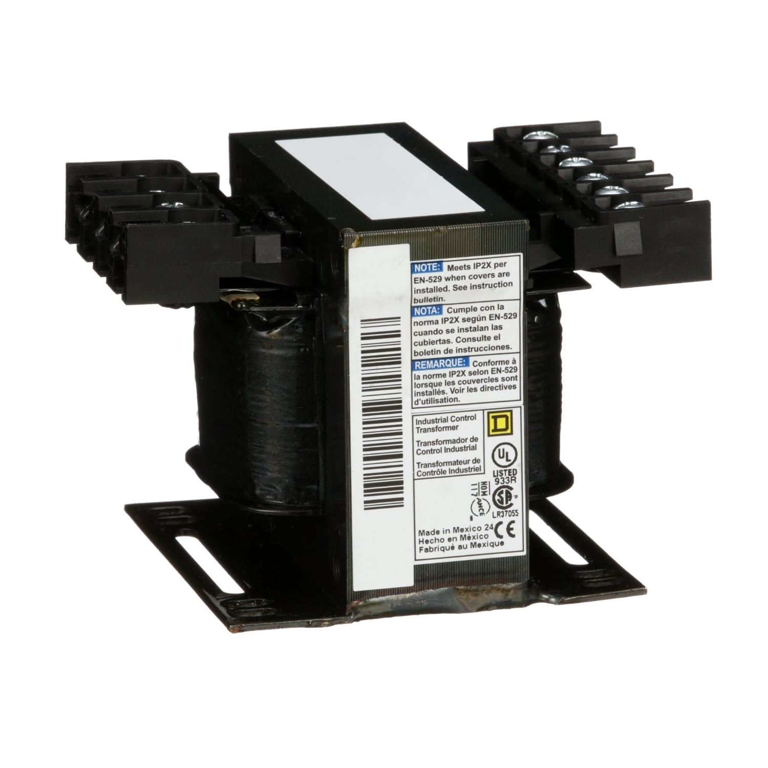 9070T75D19 Type T Industrial Control Transformer, 208/240/277/380/480 V AC Primary, 24 VAC Secondary, 75 VA Power Rating, 50/60 Hz, 1 Phase