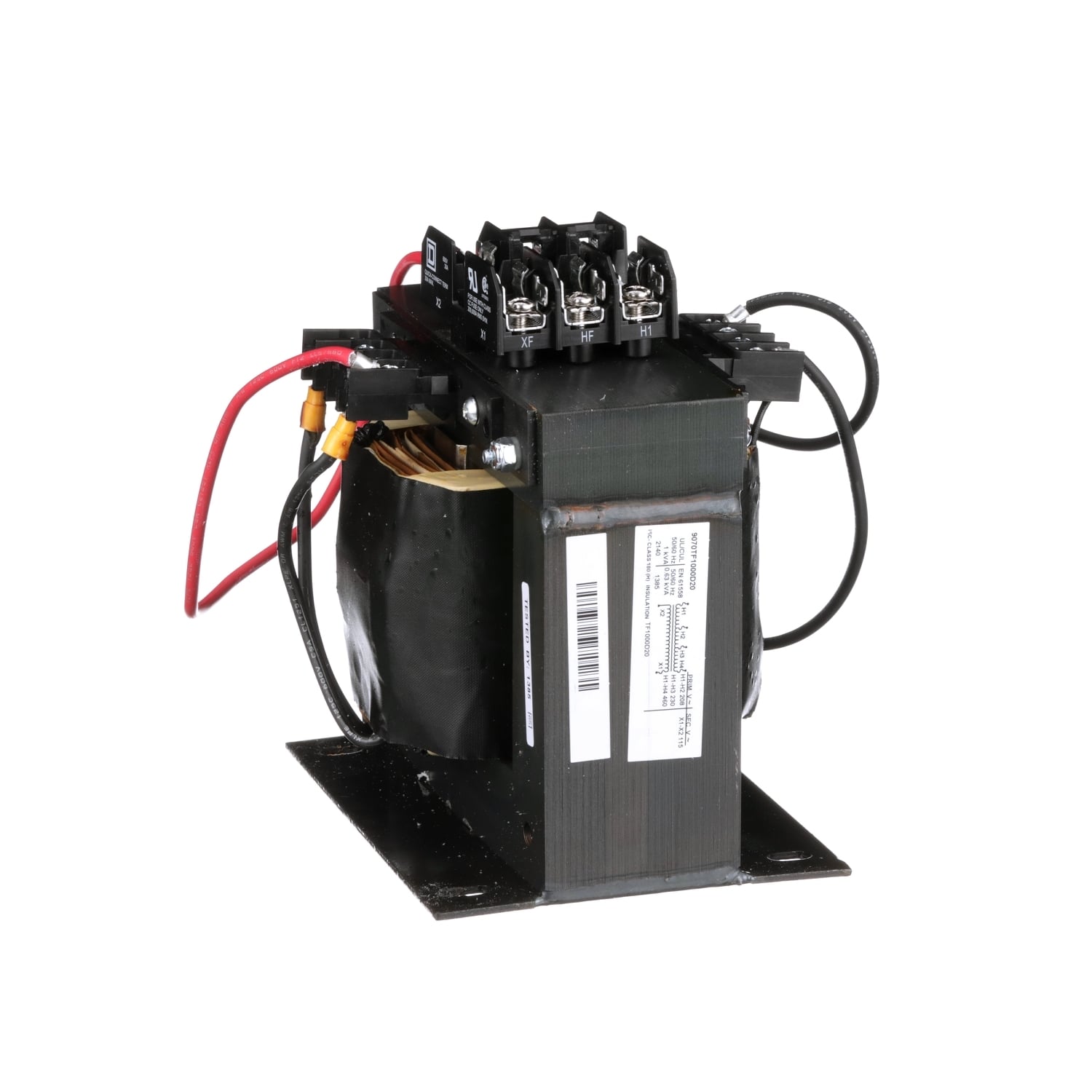 9070TF1000D20 Type TF Industrial Open Style Control Transformer, 208/230/460 V AC Primary, 115 VAC Secondary, 1000 VA Power Rating, 50/60 Hz, 1 Phase