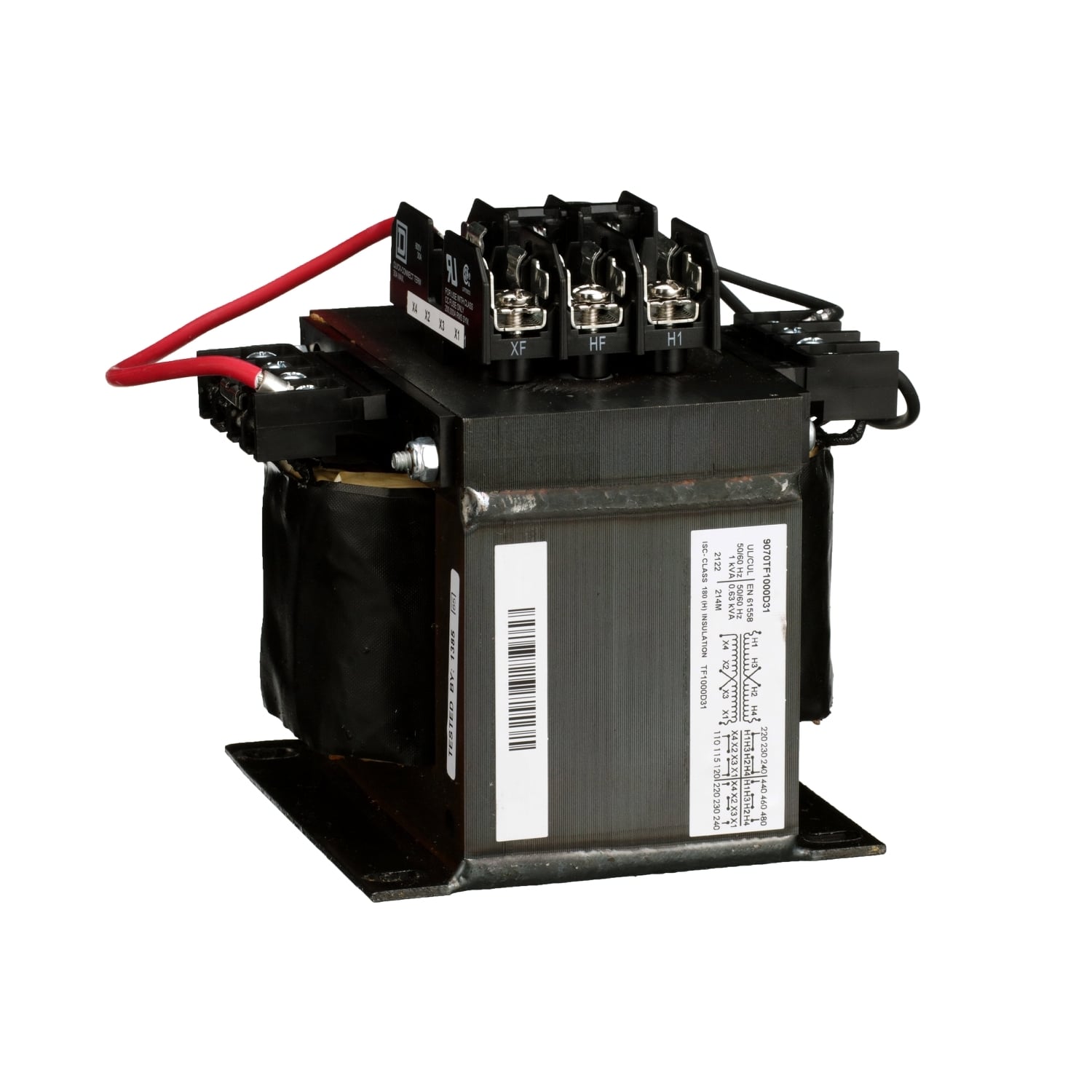 9070TF1000D31 Type TF Industrial Control Transformer, 240 x 480/230 x 460/220 x 440 V Primary, 120/240 V Secondary, 1000 VA Power Rating, 1 Phase