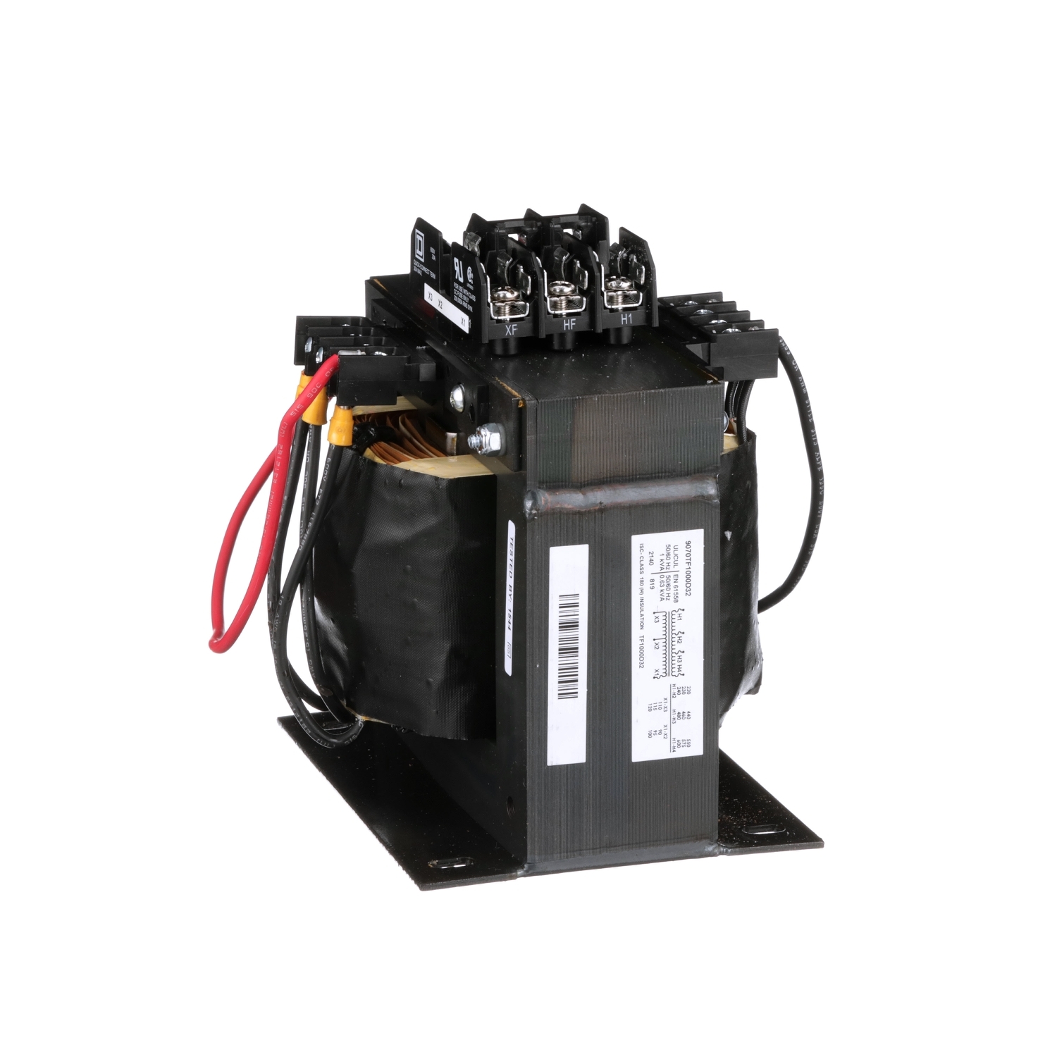 9070TF1000D32 Type TF Industrial Control Transformer, 230/460/575 V Primary, 95/115 V Secondary, 1000 VA Power Rating, 1 Phase