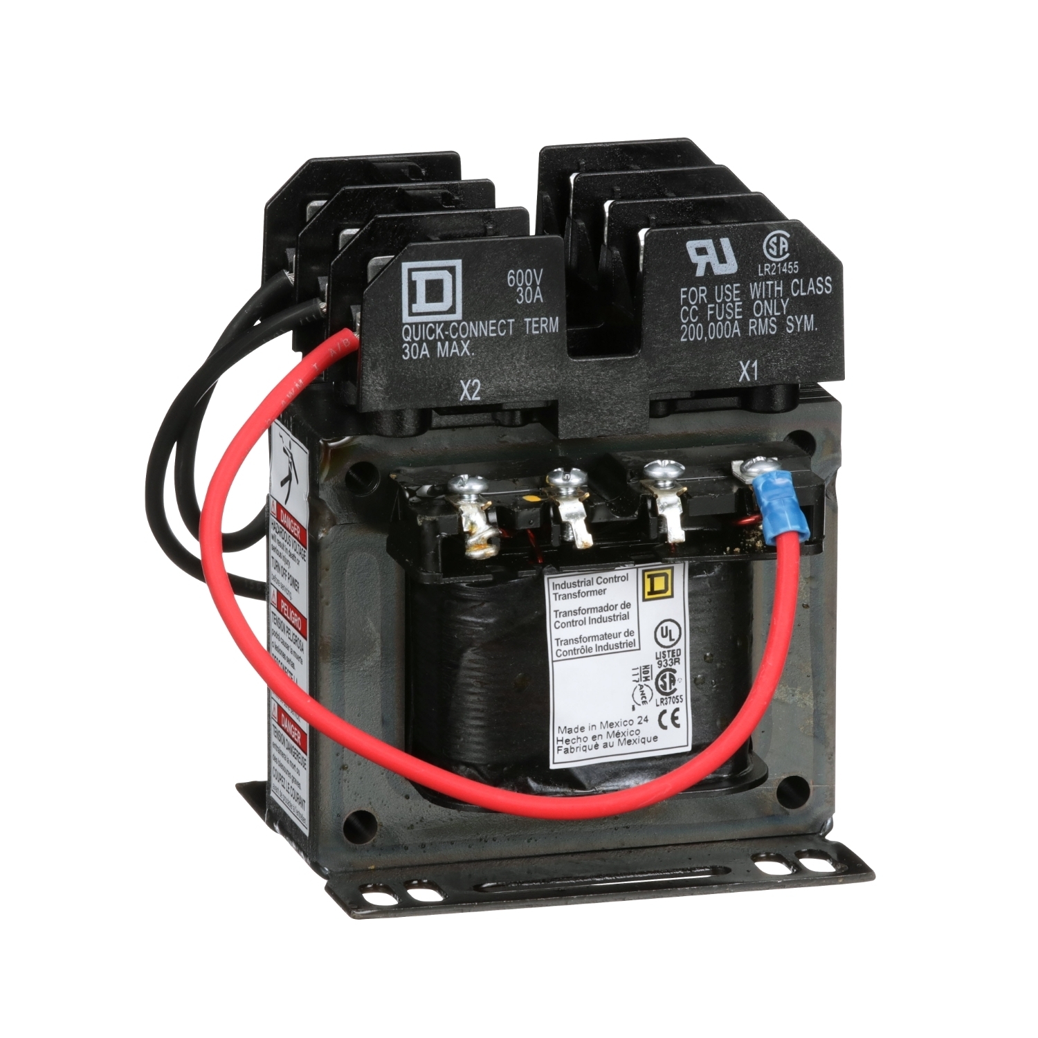 9070TF100D23 Type TF Industrial Control Transformer, 120/240 V AC Primary, 24 VAC Secondary, 100 VA Power Rating, 50/60 Hz, 1 Phase