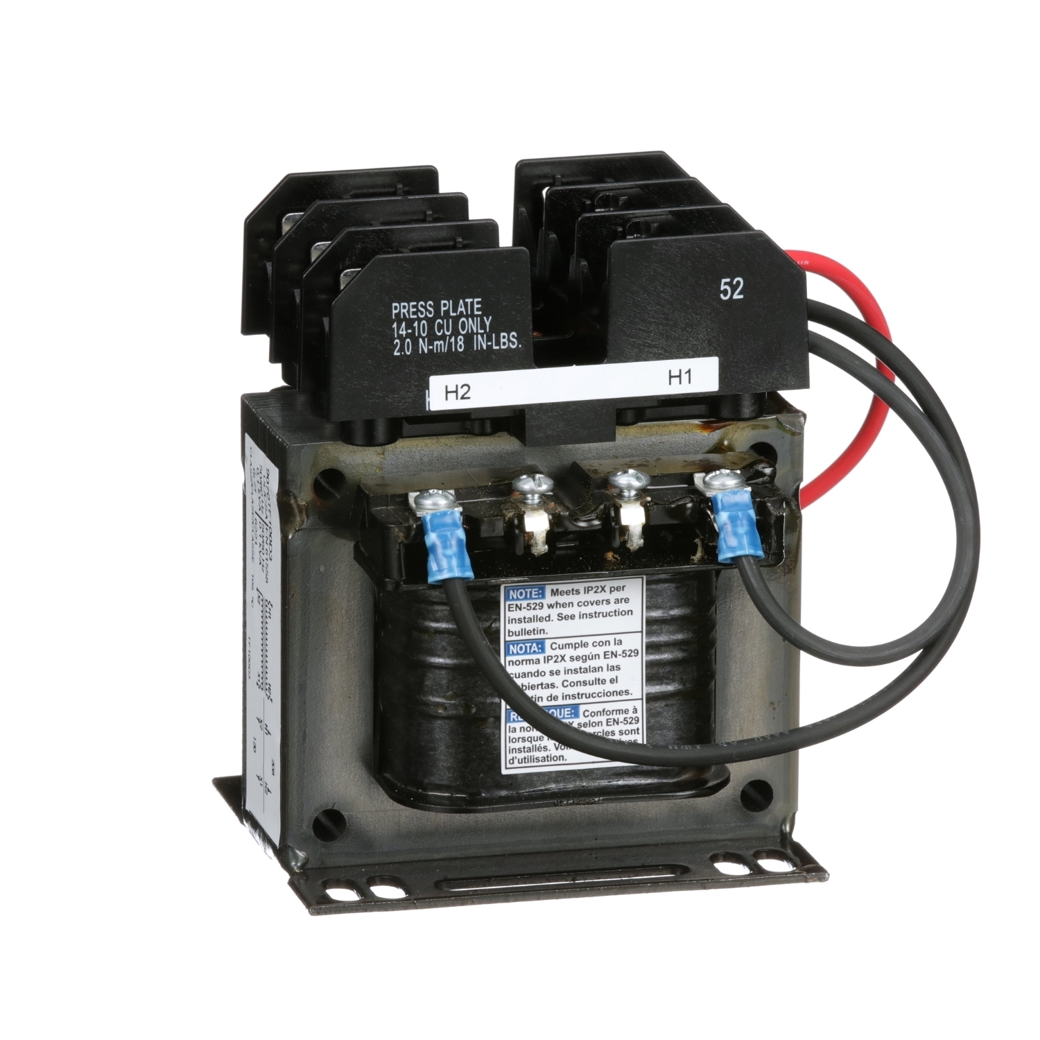9070TF100D3 Type TF Industrial Control Transformer, 208 V AC Primary, 120 VAC Secondary, 100 VA Power Rating, 50/60 Hz, 1 Phase