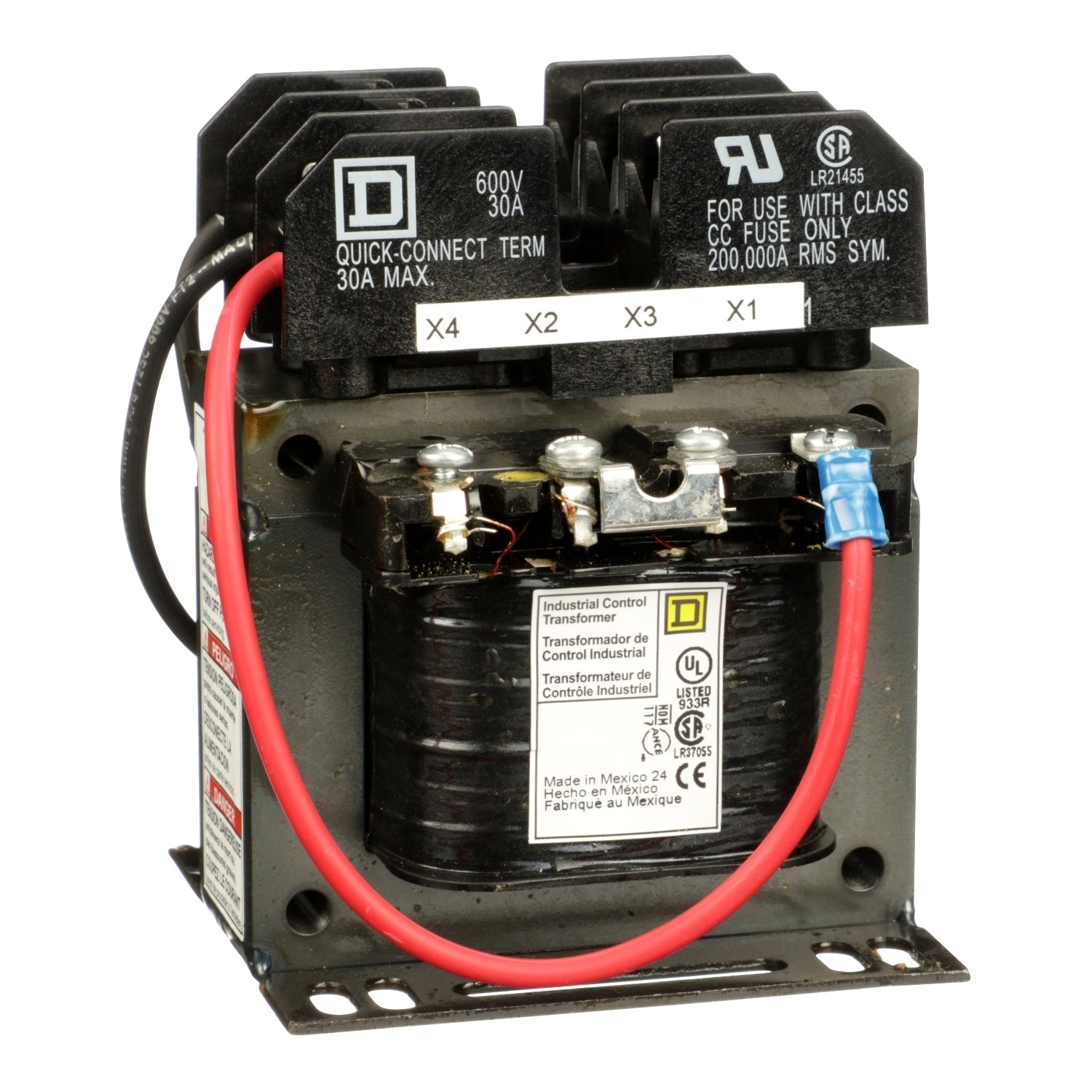 9070TF100D33 Type TF Control Transformer, 380/400/415 V Primary, 115/230 V Secondary, 100 VA Power Rating, 1 Phase