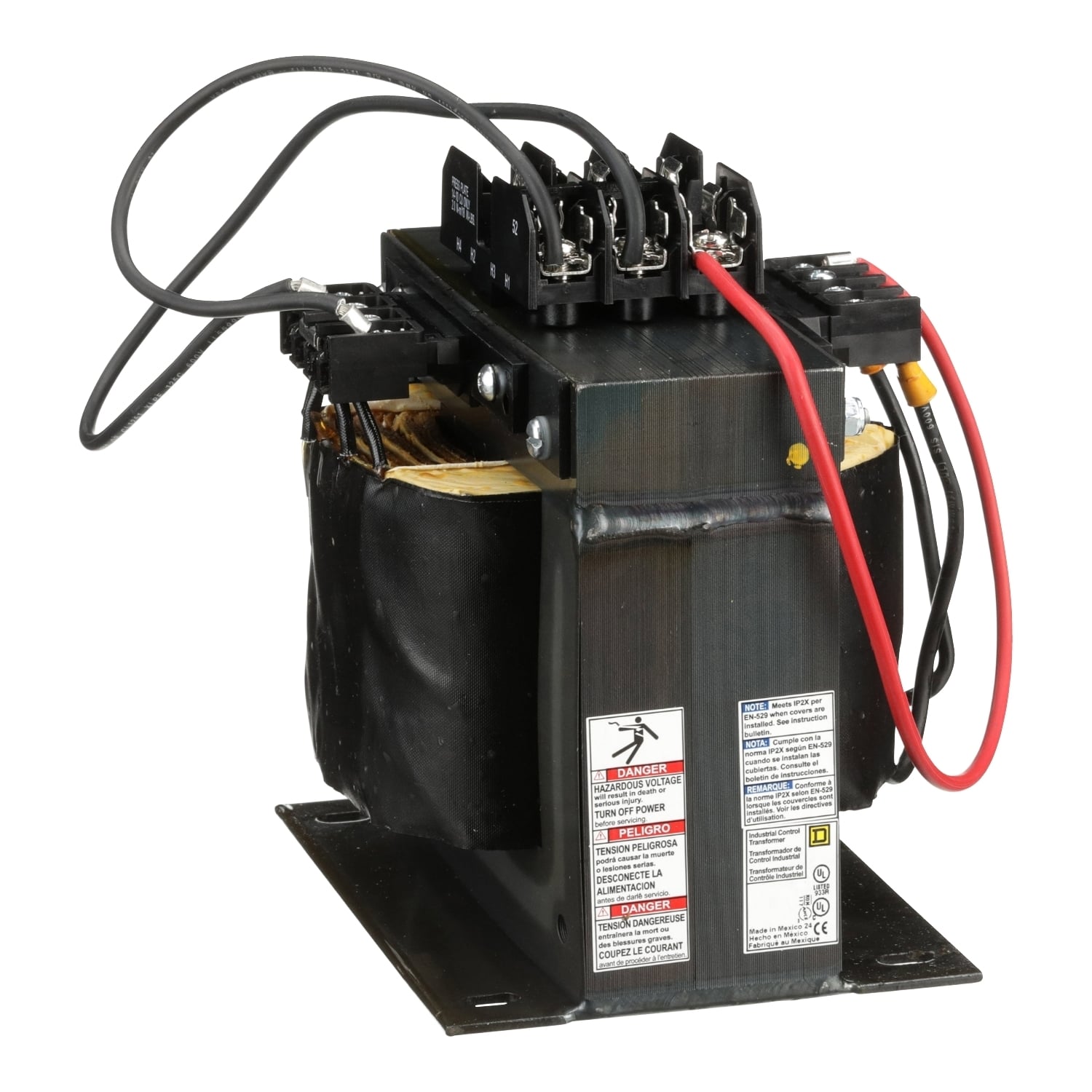9070TF1500D1 Type TF Industrial Control Transformer, 110 V AC, 115 V AC, 120 V AC, 220/440 V AC, 230/460 V AC, 240/480 V AC Primary, 110/115/120 VAC Secondary, 1500/1000 VA Power Rating, 50/60 Hz, 1 Phase