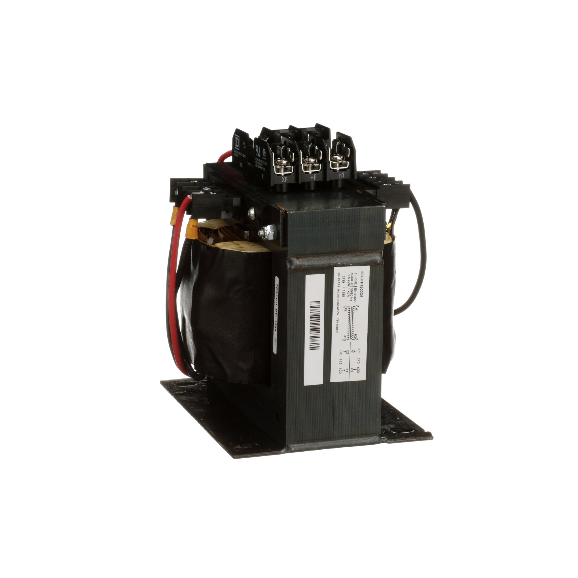 9070TF1500D5 Type TF Control Transformer, 600 V Primary, 120 V Secondary, 1500 VA Power Rating, 1 Phase
