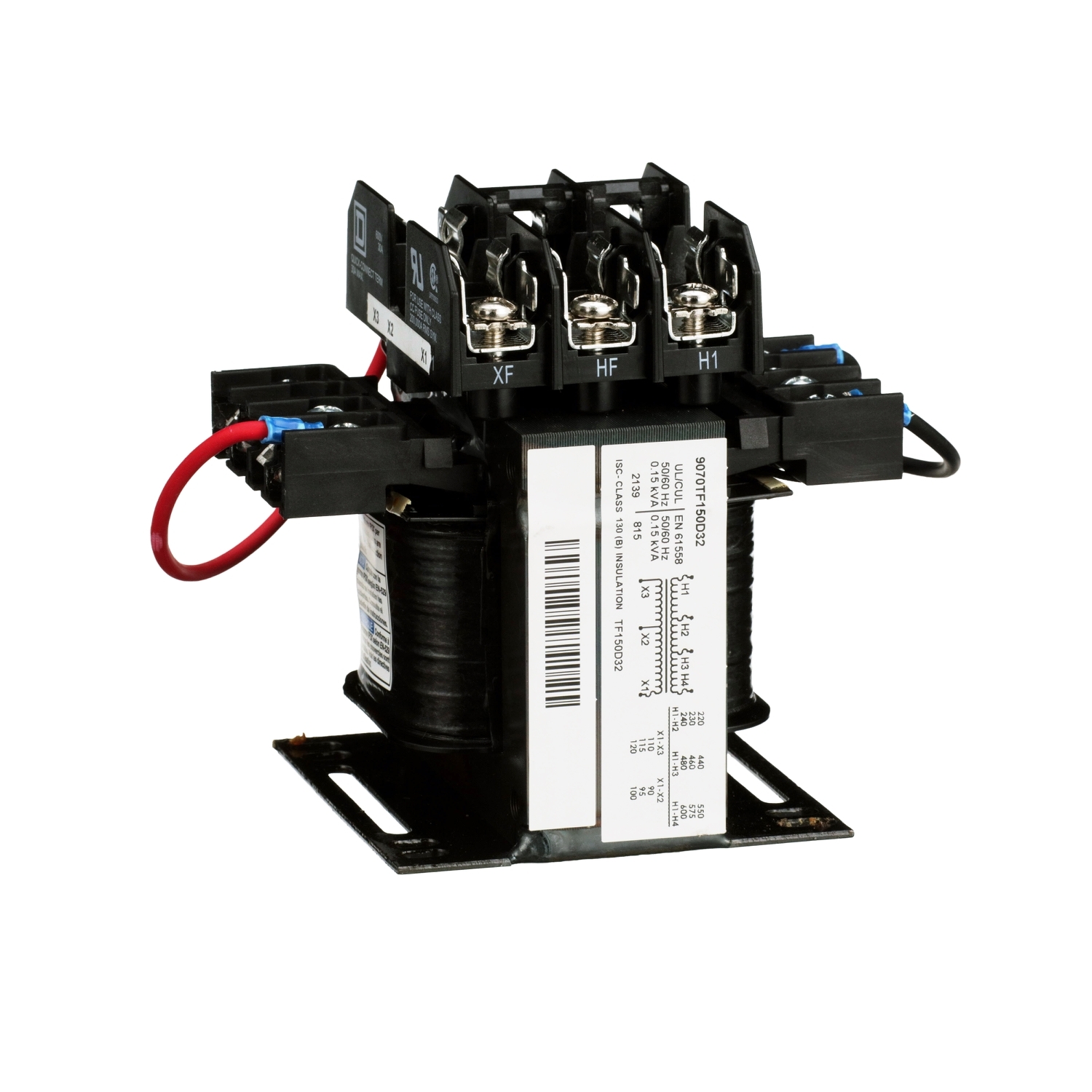 9070TF150D32 Type TF Control Transformer, 230/460/575 V Primary, 95/115 V Secondary, 150 VA Power Rating, 1 Phase