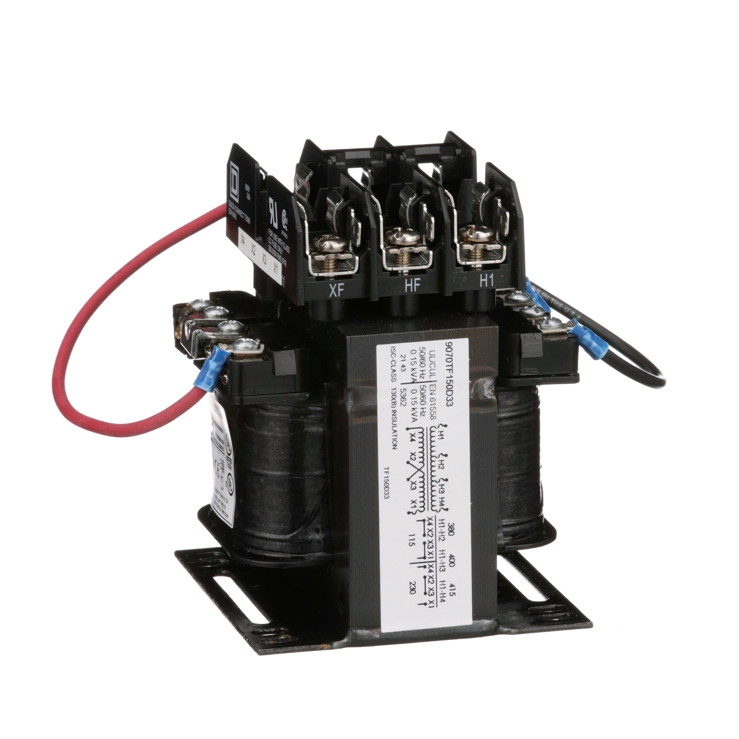 9070TF150D33 Type TF Industrial Control Transformer, 380/400/415 V Primary, 115/230 V Secondary, 150 VA Power Rating, 1 Phase