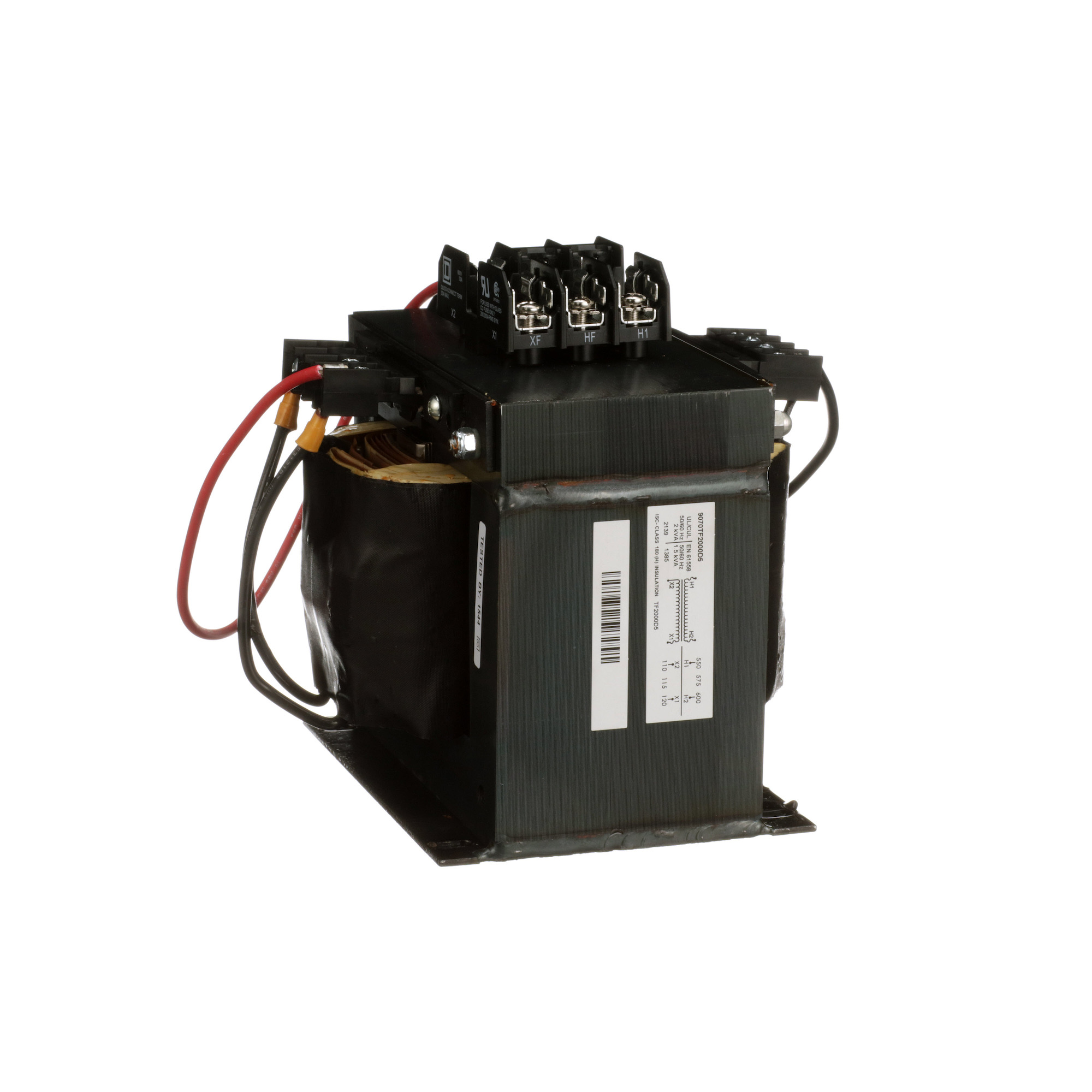 9070TF2000D5 Type TF Control Transformer, 550/575/600 V Primary, 110/115/120 V Secondary, 2000 VA Power Rating, 1 Phase