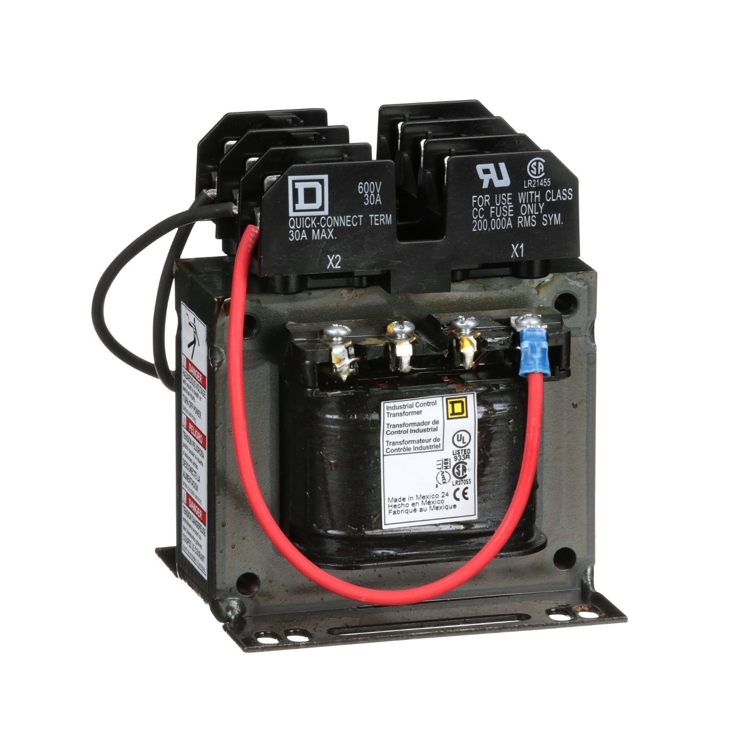 9070TF200D1 Type TF Industrial Control Transformer, 220/480 V AC Primary, 110/115/120 VAC Secondary, 200 VA Power Rating, 50/60 Hz, 1 Phase