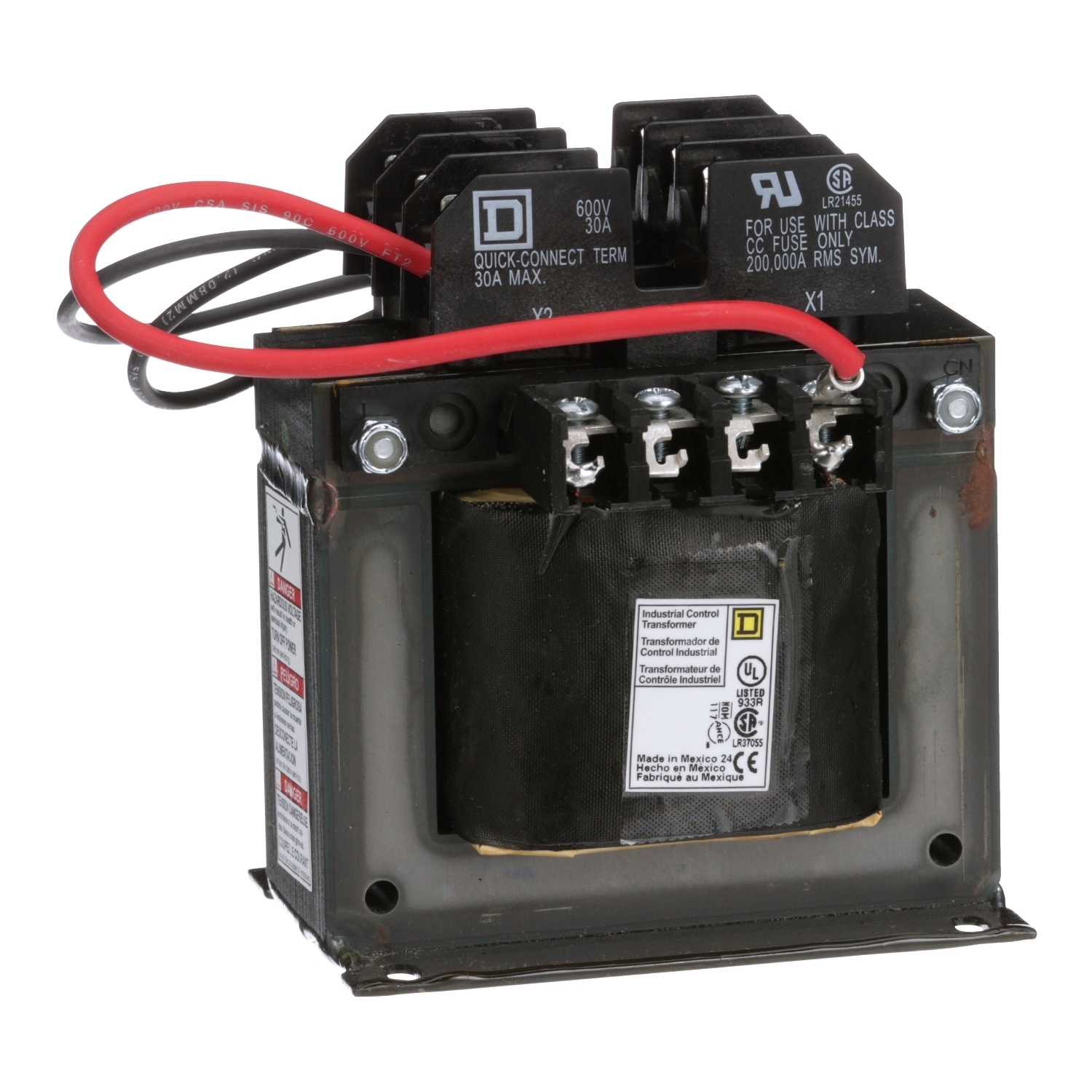 9070TF250D20 Type TF Industrial Control Transformer, 208/230/460 V AC Primary, 115 VAC Secondary, 160/250 VA Power Rating, 50/60 Hz, 1 Phase