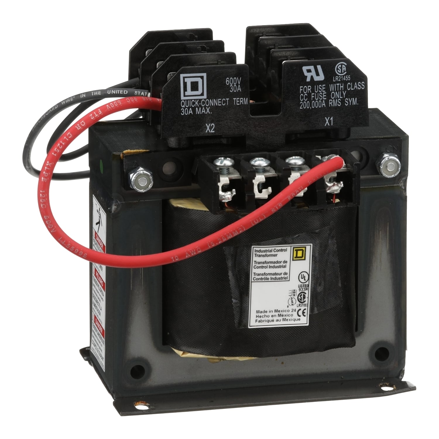 9070TF300D3 Type TF Industrial Control Transformer, 208 V AC Primary, 120 VAC Secondary, 300 VA Power Rating, 50/60 Hz, 1 Phase