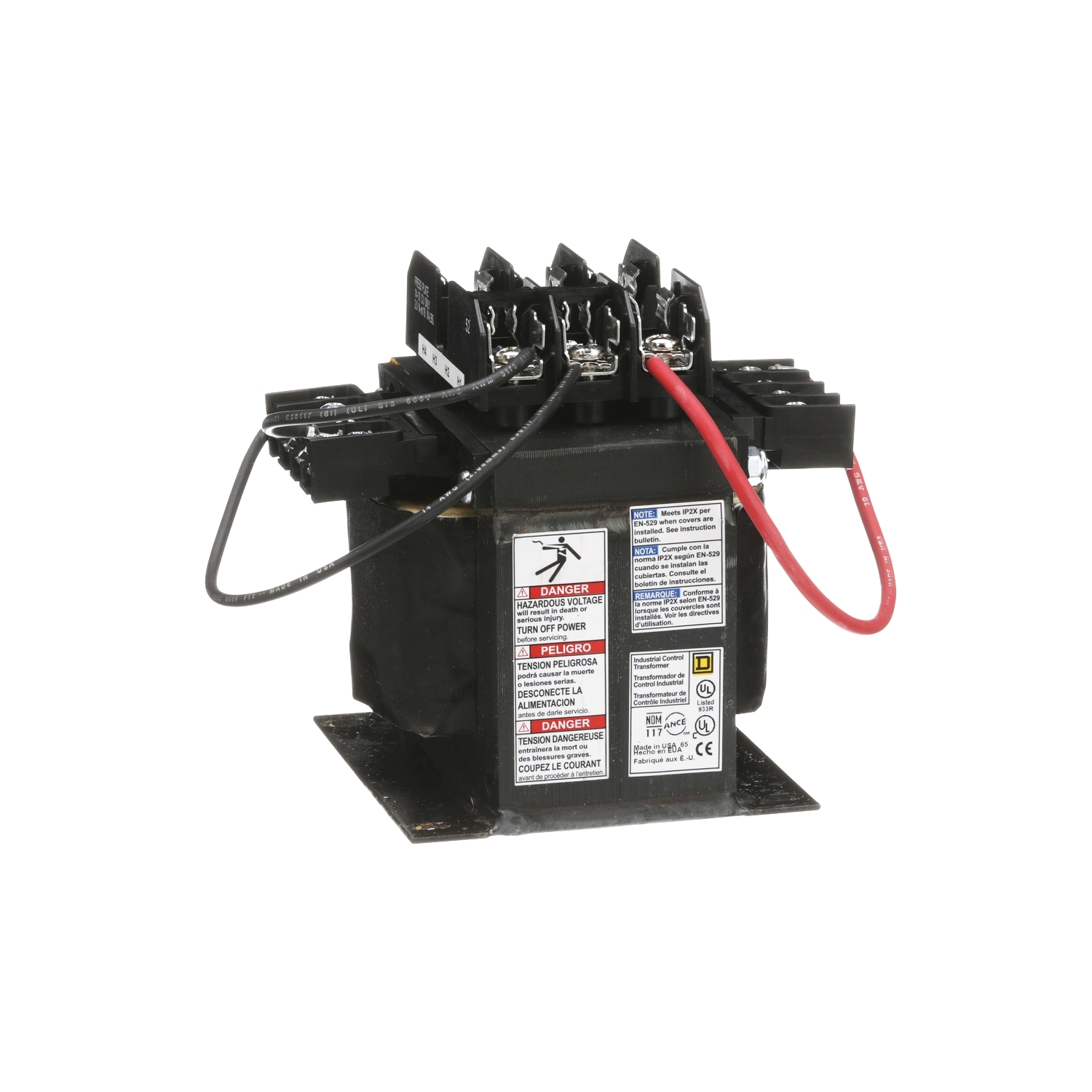 9070TF350D20 Type TF Industrial Control Transformer, 208/230/460 V AC Primary, 115 V Secondary, 350 VA Power Rating, 1 Phase