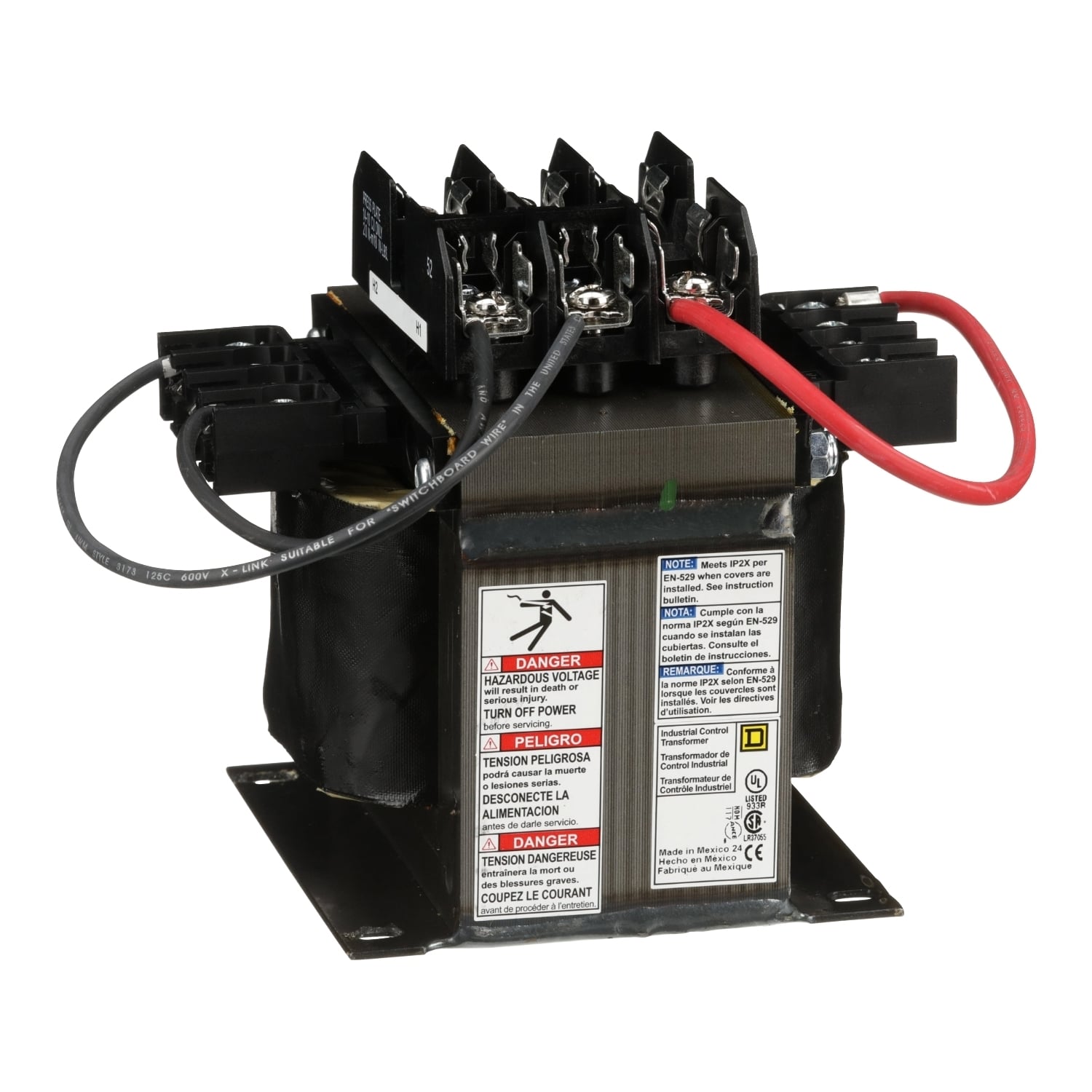 9070TF500D3 Type TF Industrial Control Transformer, 208 V AC Primary, 120 VAC Secondary, 500/300 VA Power Rating, 50/60 Hz, 1 Phase