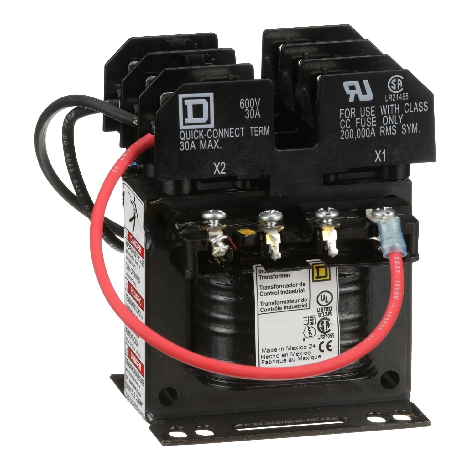 9070TF50D2 Type TF Industrial Control Transformer, 240/480 V AC Primary, 24 VAC Secondary, 50 VA Power Rating, 50/60 Hz, 1 Phase