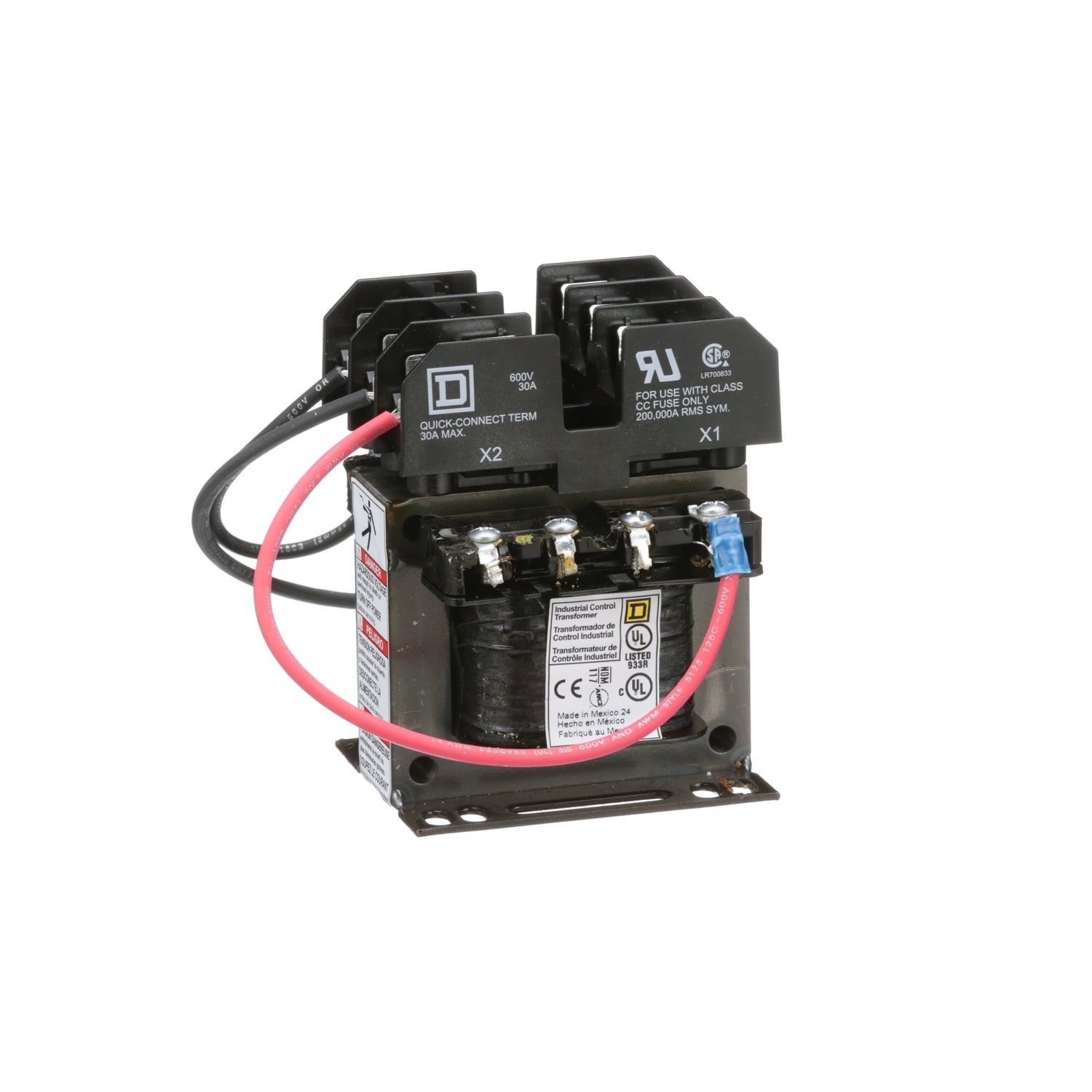 9070TF50D5 Type TF Industrial Open Style Control Transformer, 550/575/600 V AC Primary, 110/115/120 VAC Secondary, 50 VA Power Rating, 50/60 Hz, 1 Phase