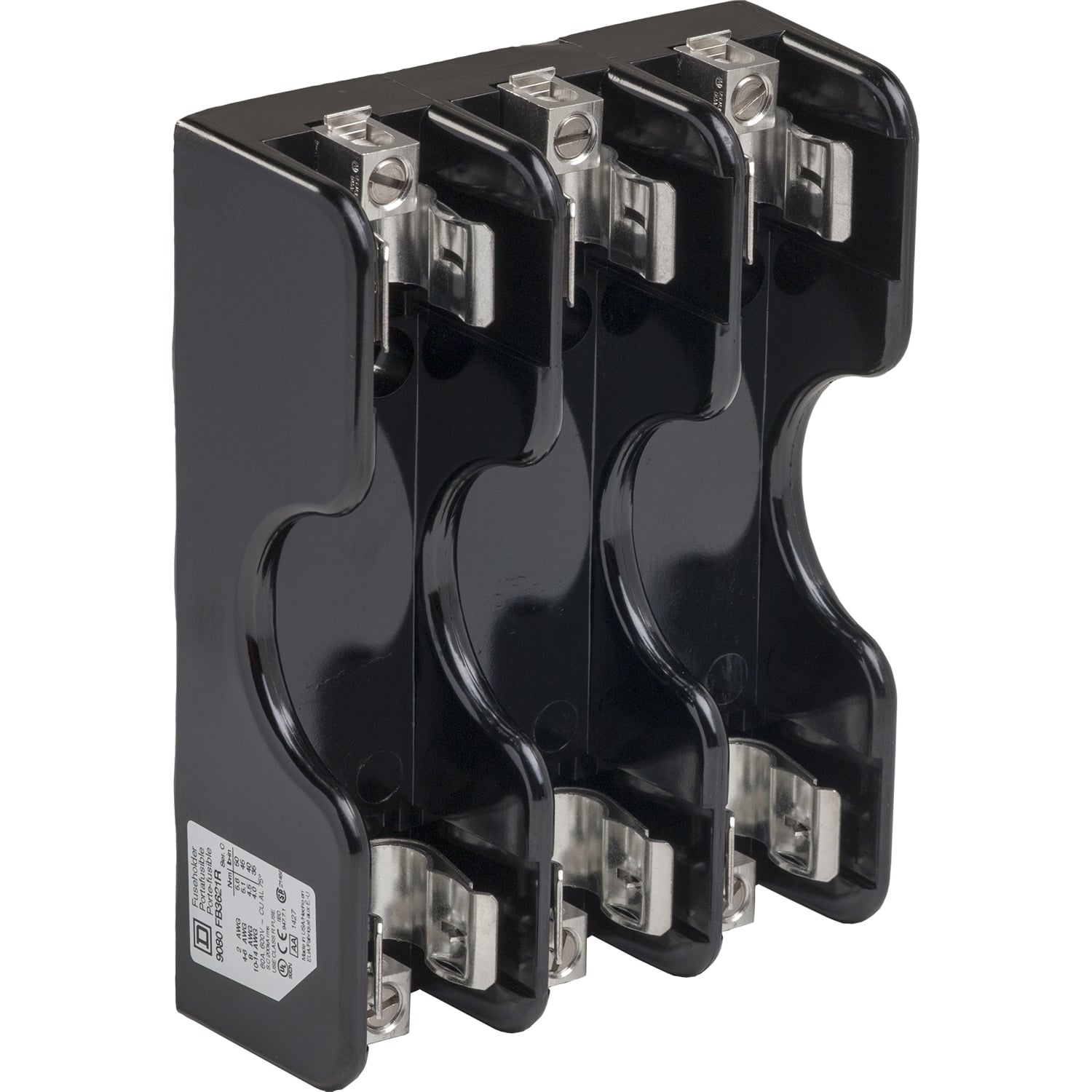 9080FB3621R Type FB Fuse Holder, 600 V AC, 60 A, Class: R, 14 to 2 AWG Wire, 3 Poles