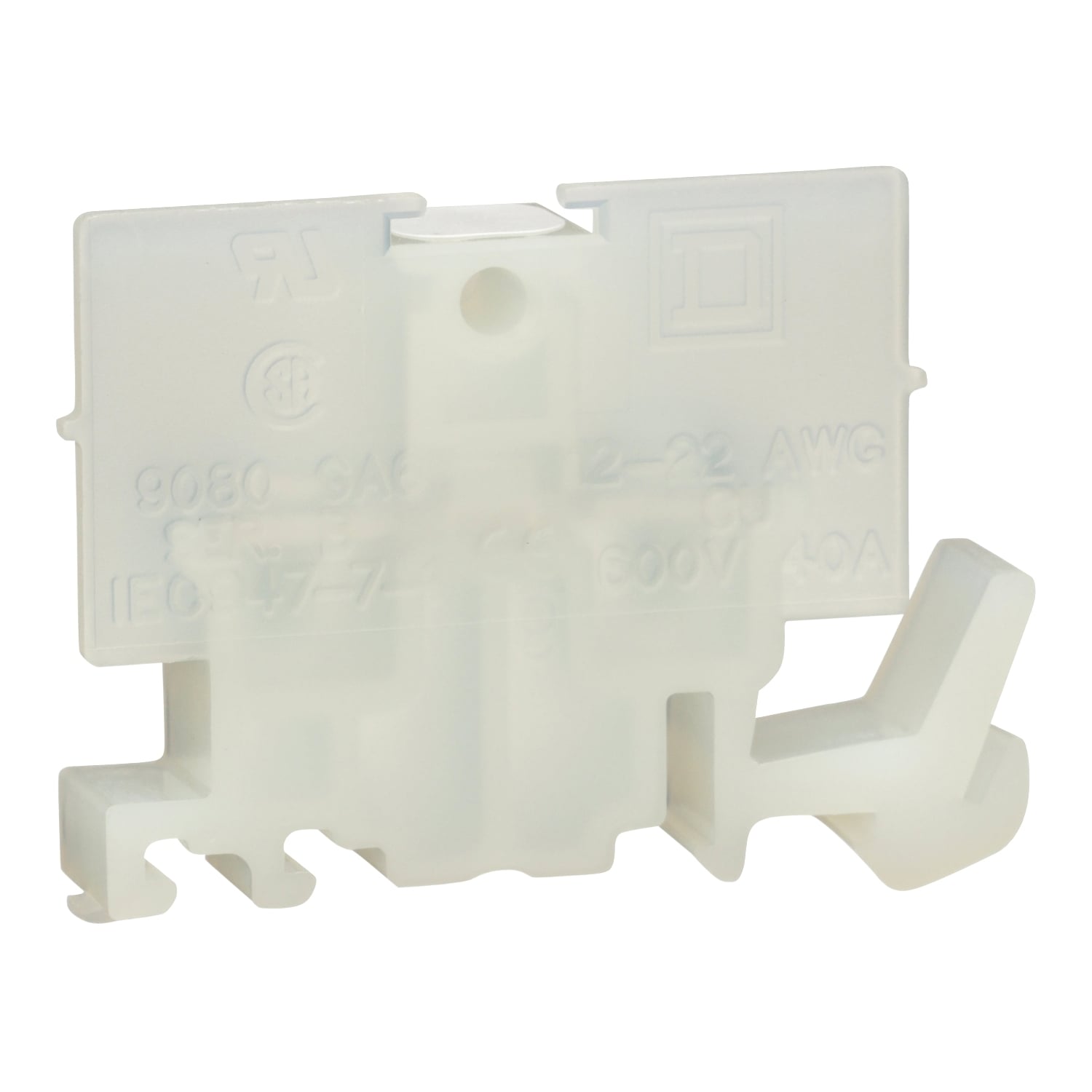 9080GA6 9080G Standard Terminal Block, 600 V AC/DC, 40 A, 22 to 12 AWG Cu Wire, 1 Poles, DIN Rail Mounting