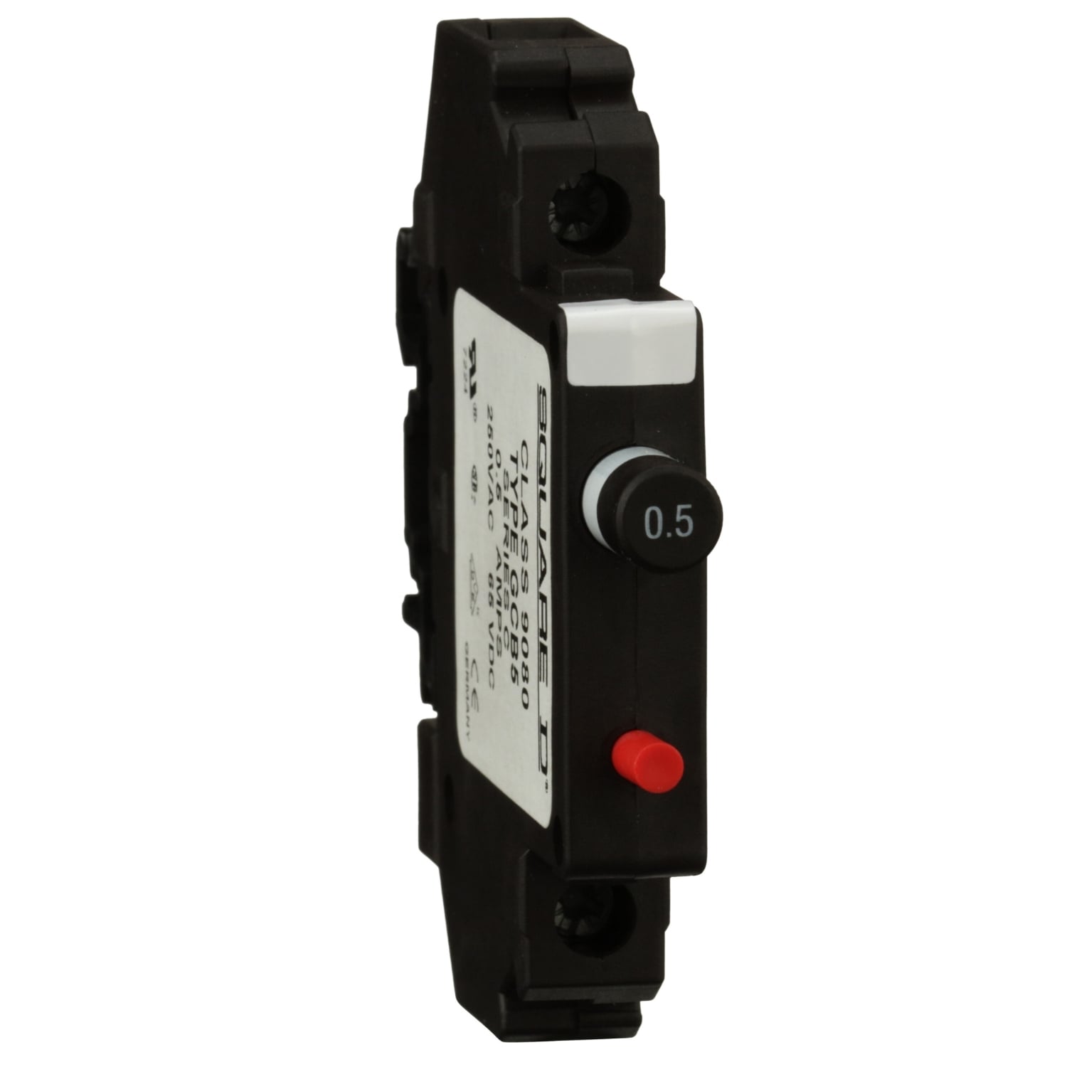 9080GCB05 Linergy Circuit Protector, 250 V AC/65 V DC, 0.5 A, 1.5 kA Interrupt, 1 Poles, Thermal Magnetic Trip
