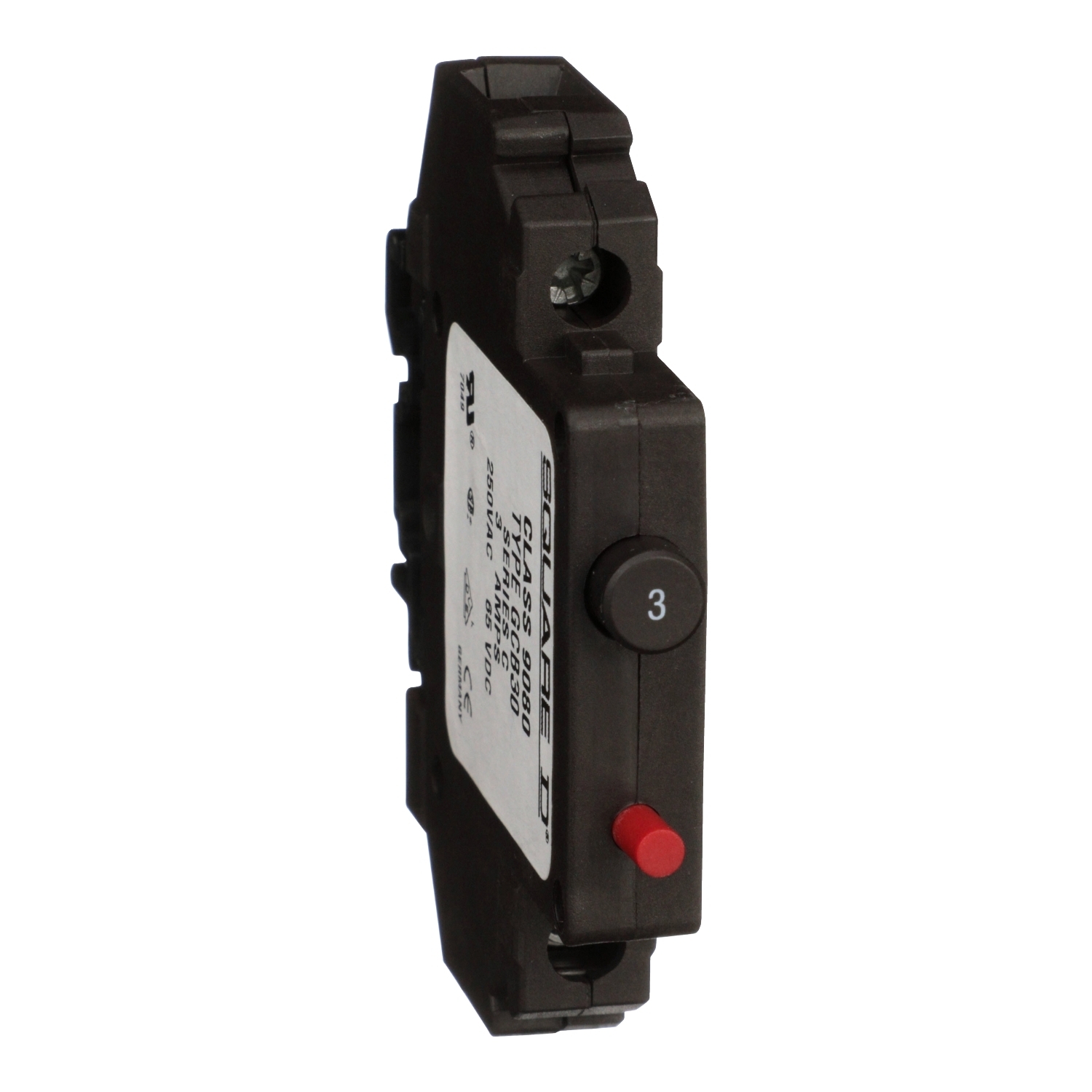 9080GCB30 Linergy Circuit Protector, 250 V AC/65 V DC, 3 A, 1.5 kA Interrupt, 1 Poles, Thermal Magnetic Trip