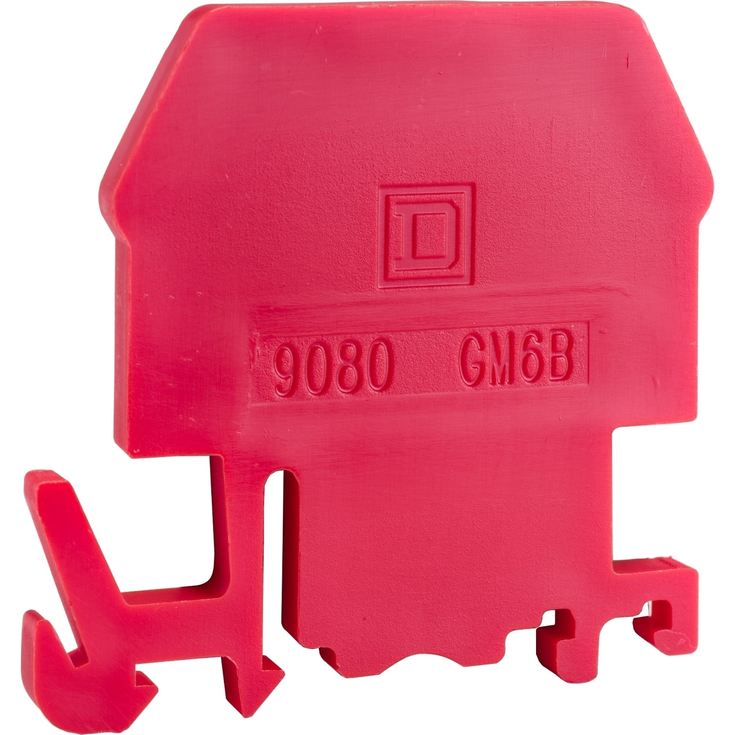9080GMR6B Terminal Block End Barrier, For Use With Class 9080GR6 and 9080GM6 Terminal Block, 35 mm DIN Rail/9080GH Track Mounting, Nylon, Red