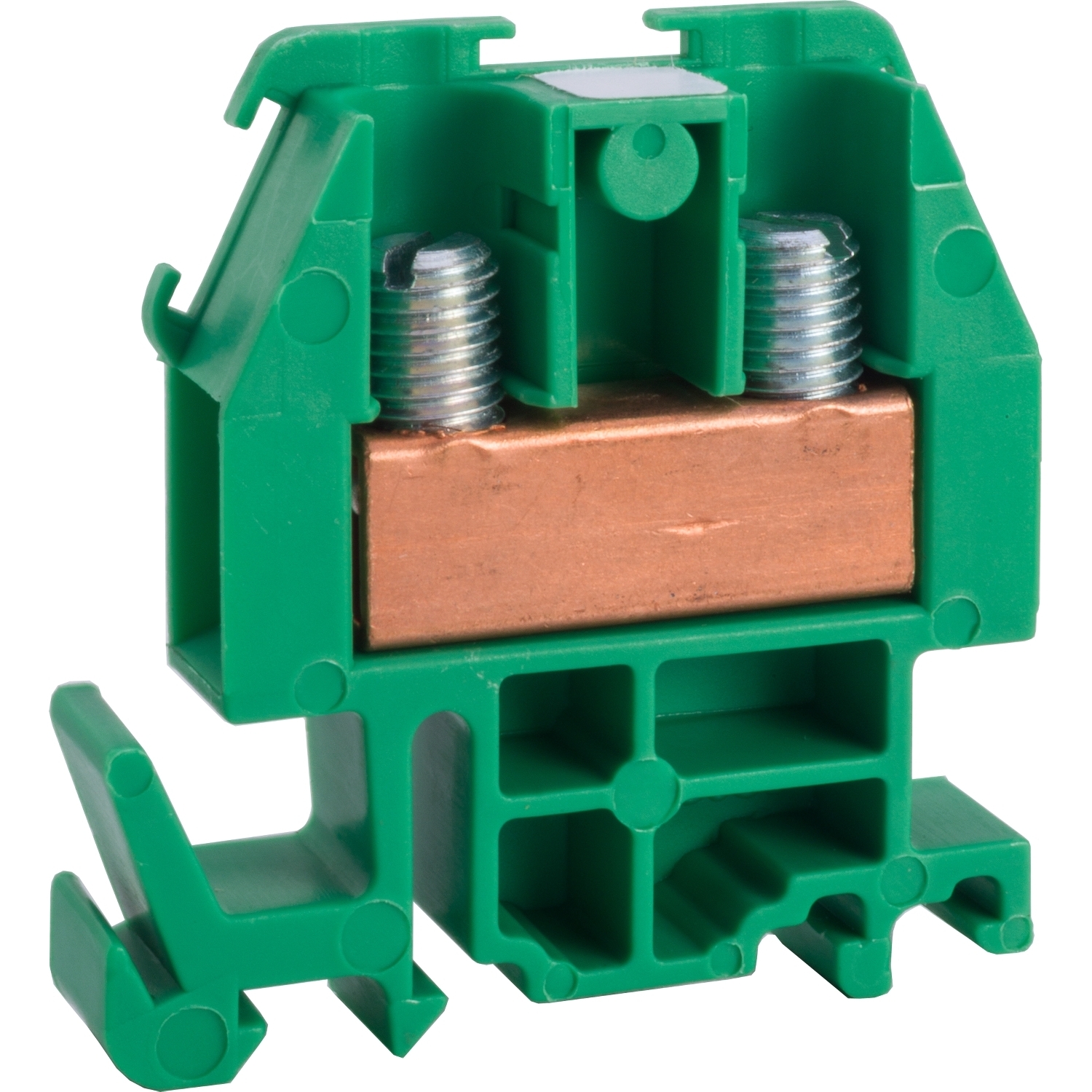 Terminal block, Linergy, box lug connector, green colored block, 60A, 600V