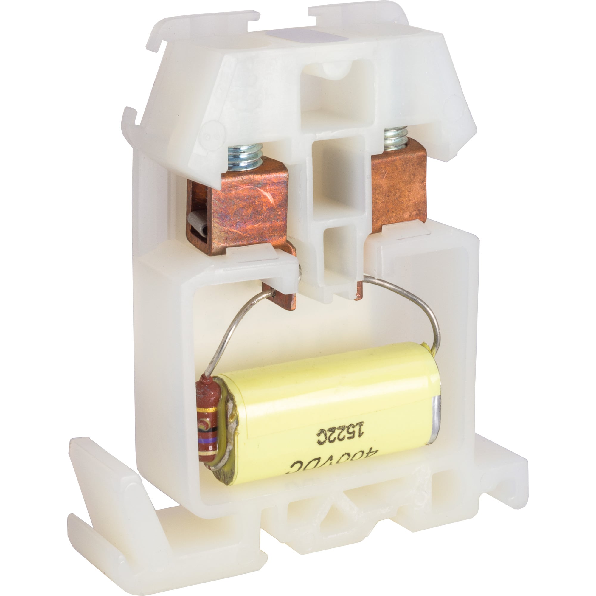 9080GT6 Fingersafe Transient Voltage Suppressor, For Use With Class 9080G and GT6B Terminal Block, 24 Section, 120 V AC, 35 mm DIN Rail/9080GH Track Mount, #18 to 10 AWG Cu Wire, Box Lug Connection, Nylon, Natural