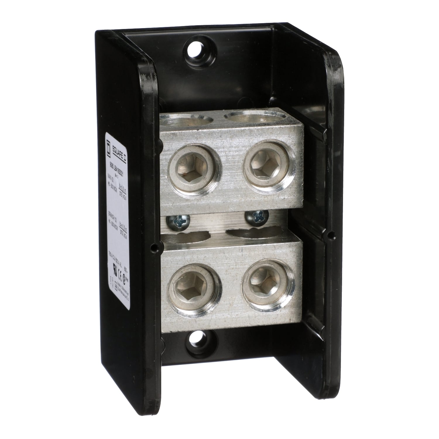 9080LBA1652021 Linergy Power Distribution Block, 600 V AC/DC, 620/760 A, 1 Poles, 4 AWG to 500 kcmil Wire, Phenolic