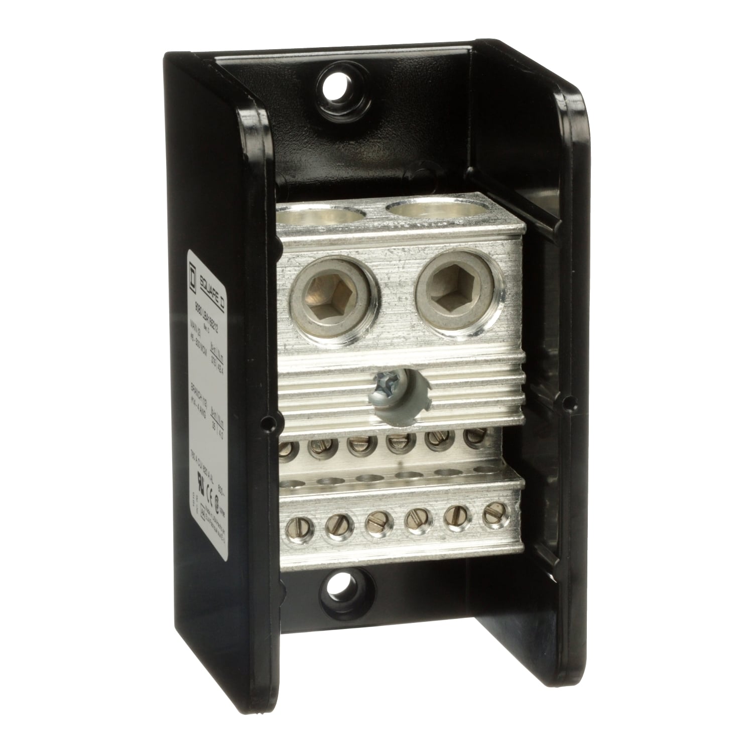 9080LBA165212 Linergy Power Distribution Block, 600 V AC/DC, 620/760 A, 1 Poles, 14 to 4 AWG, 4 AWG to 500 kcmil Wire, Phenolic