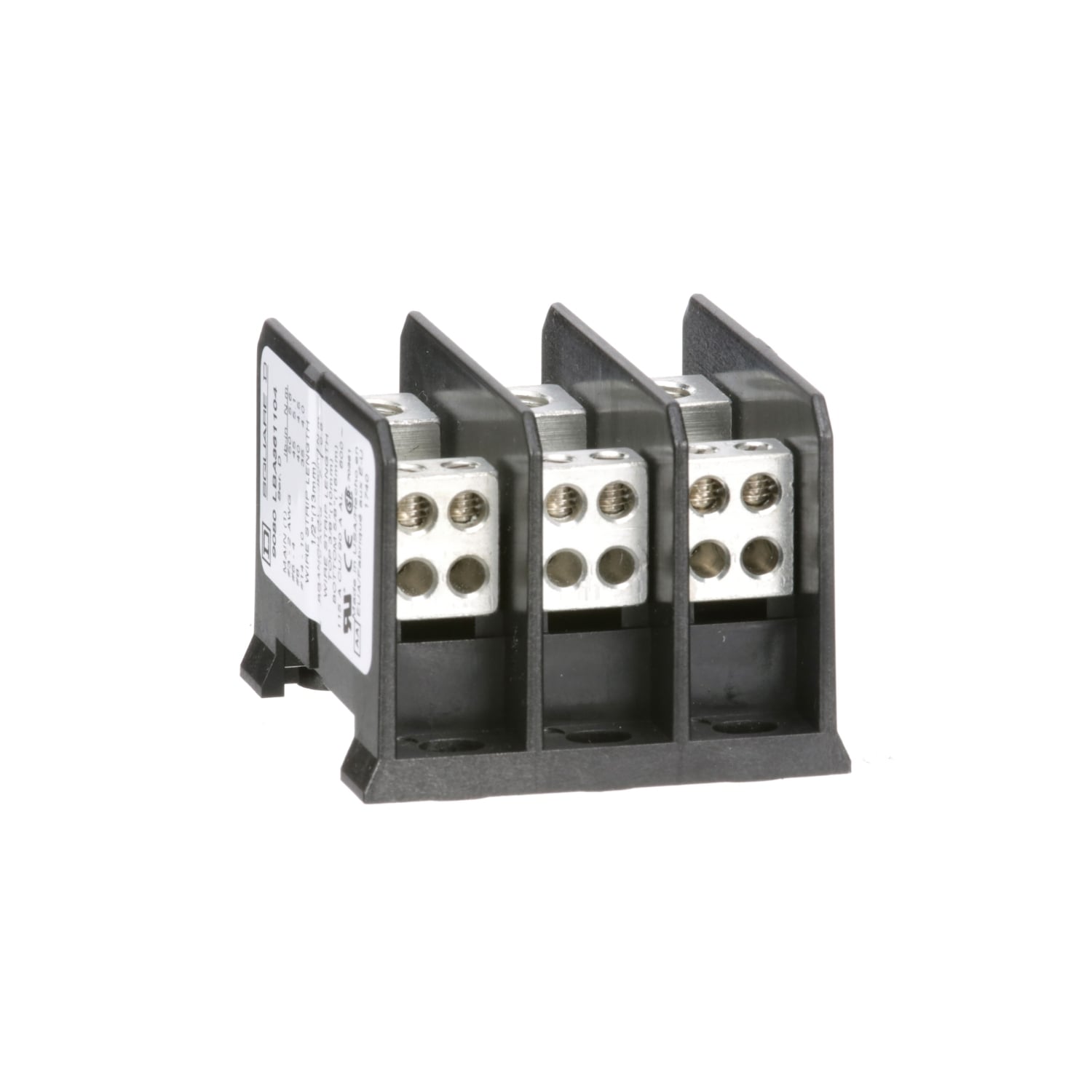 9080LBA361104 TeSys High Impact Miniature Multi-Pole Power Distribution Block, 600 V AC/DC, 90/115 A, 3 Poles, (1) 14 to 2 AWG/(4) 18 to 10 AWG Wire, Thermoplastic