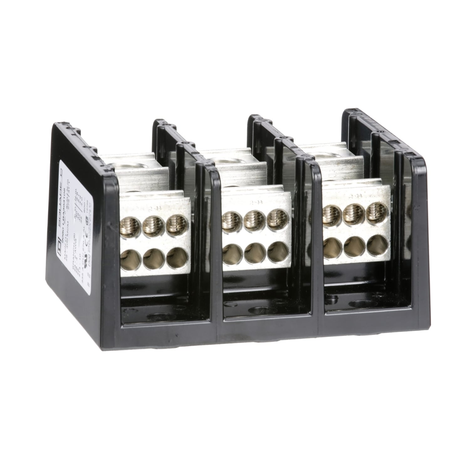 9080LBA363106 TeSys Standard Multi-Pole Power Distribution Block, 600 V AC/DC, 270/335 A, 3 Poles, 6 AWG to 400 kcmil/14 to 2 AWG Wire, Phenolic