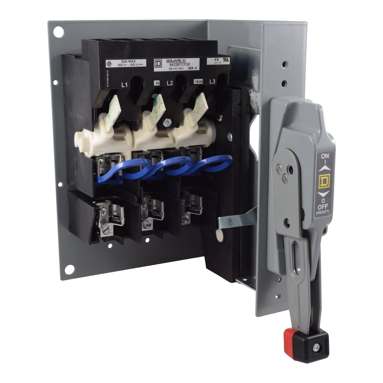 9422BTCF33 9422T Fixed Depth Fusible Disconnect Switch, 600 V AC, 30 A