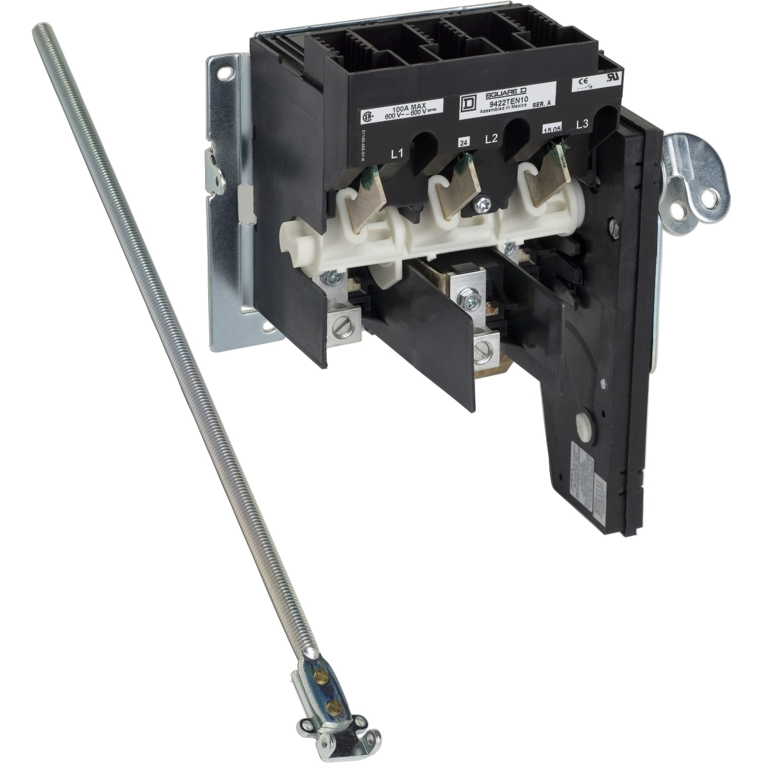 9422TEN10 Non-Fusible Rod Operated Variable Depth Disconnect Switch, 600 VAC, 250 VDC, 100 A, 20 hp, 3 Poles