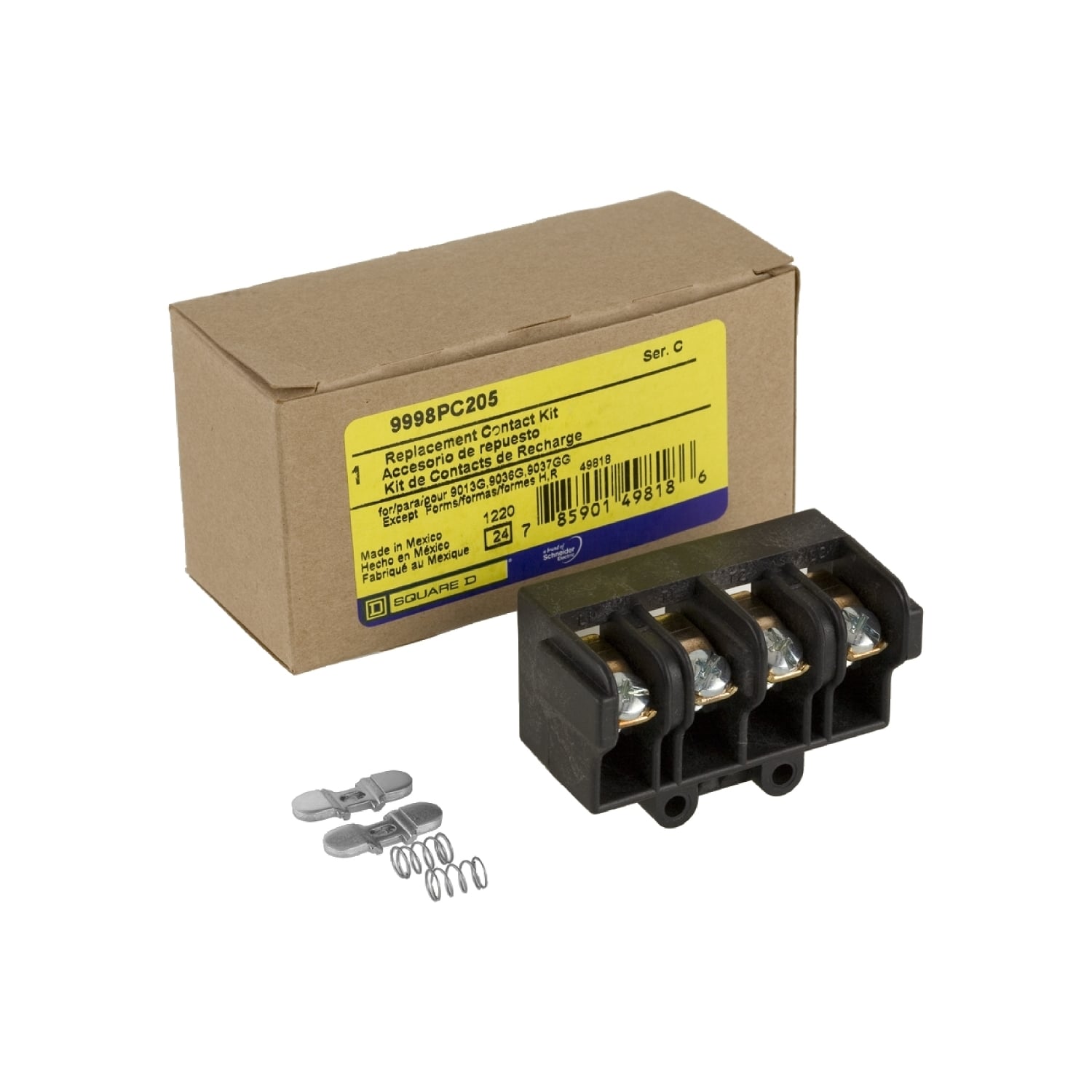 9998PC205 Contact Kit, For Use With Class 9013 Type GHG/GSG/GHR/GSR/GMG, 9036 Type GG/GR/GW, 9037 Type GG Series C All except Forms H and R, 9016 Type GVG Form R Pressure and Float Switch, 2-Pole