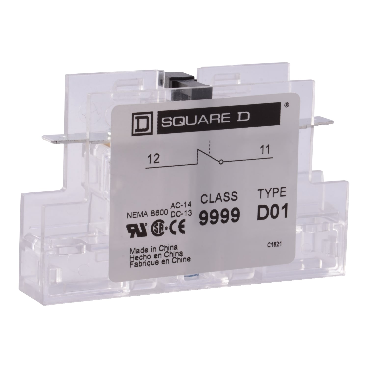 9999D01 C Series Definite Purpose Auxiliary Contact Block, 600 V AC, 5 A, 1 Contacts