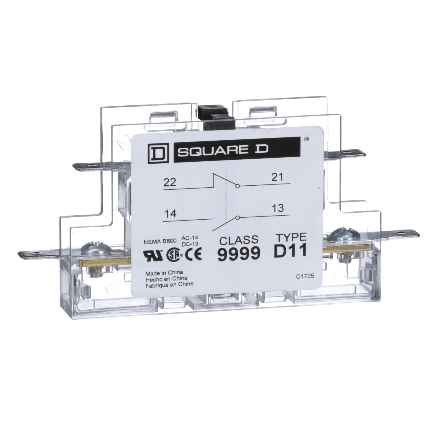 9999D11 C Series Auxiliary Contact Kit, 600 V AC, 5 A, 1NO-1NC Contacts