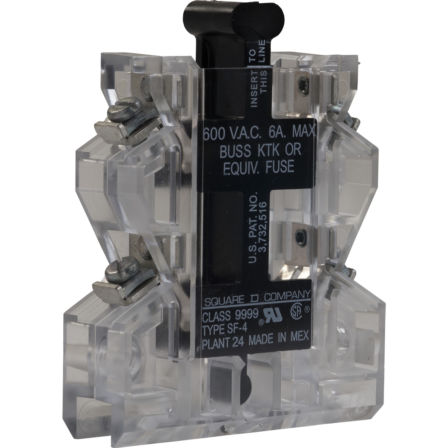9999SF4 Fuse Holder Kit, For Use With Type S NEMA 0/1/2/3/4/5/6/7 2-Pole 600 V AC 6 A Side Mounting Starter and Contactor, 600 VAC Coil, Side Mount