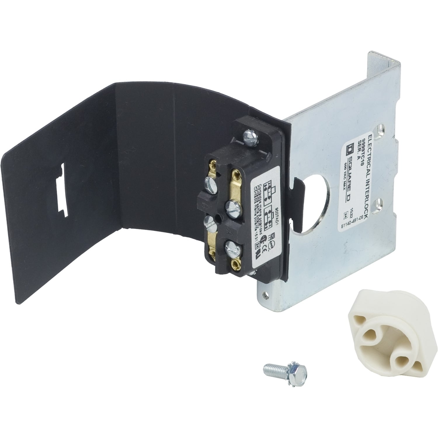 9999TC20 2-Pole Flange Mount Electrical Interlock, 120/240/480/600 V AC, 10 A, For Use With Class 9422 Type TCF, TCN, TDF, TDN TEF, TEN 30/60/100 A Disconnect Switch