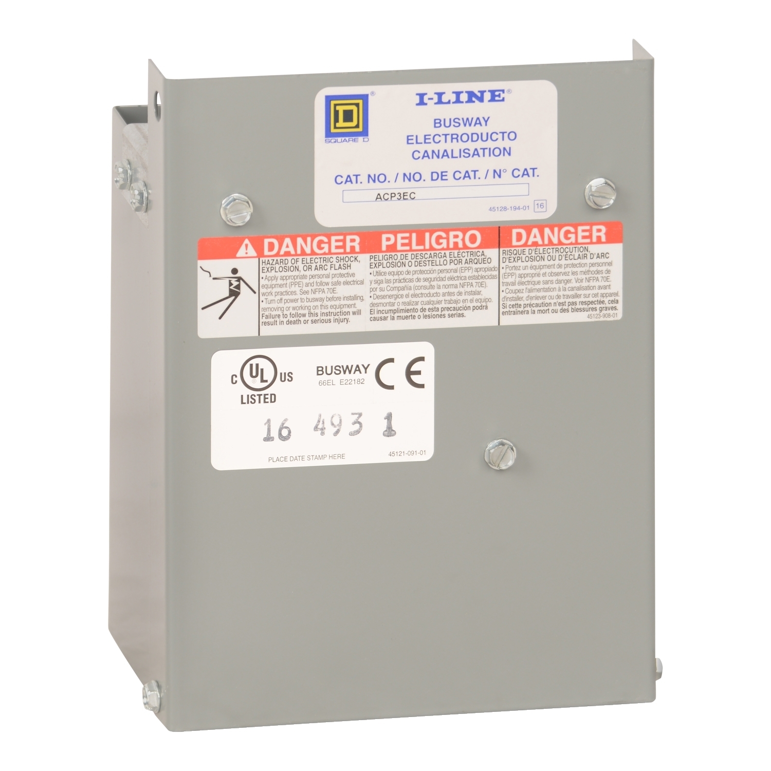 ACP4EC I-Line Busway End Closure, 600 A, For Use With 600 V AC/DC Busway