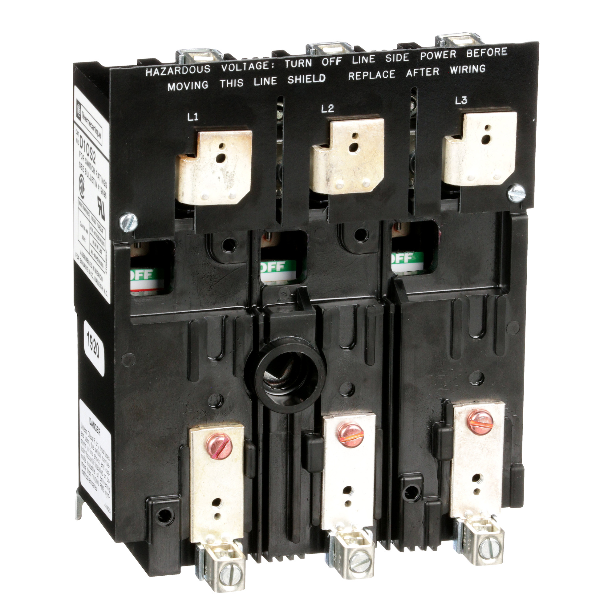 D10S2 TeSys Non-Fusible Disconnect Switch, 600 V AC, 60 A, 50 hp, 3 Poles