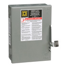 Safety switch, general duty, fusible, 30A, 2 poles, 3 hp, 120 VAC, NEMA 1, neutral factory installed