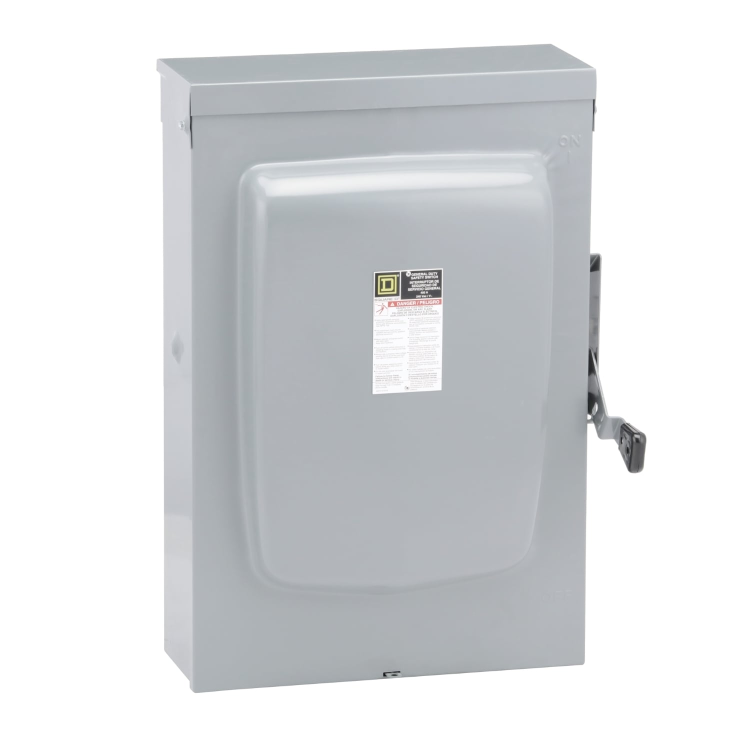 D225NR E1 Series Fusible General Duty Iceproof Rainproof Sleetproof Safety Switch With Factory Installed Neutral, 240 V AC, 400 A, DPST Contact, 2 Poles