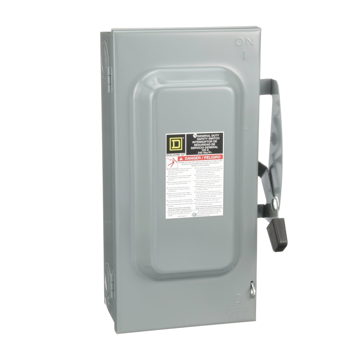 D323N F3 Fusible General Duty Safety Switch, 240 V AC, 100 A, 15 hp/30 hp, 3PST Contact, 3 Poles