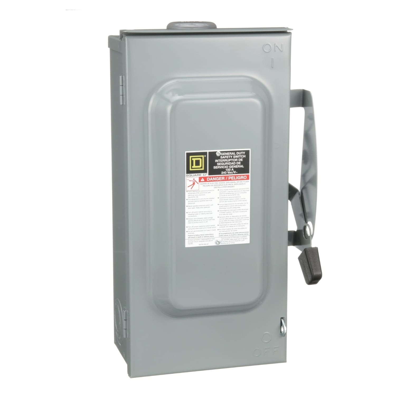 D323NRB F3 Enclosed Fusible General Duty Safety Switch, 240 V AC, 100 A, 15 hp/30 hp, 3PST Contact, 3 Poles