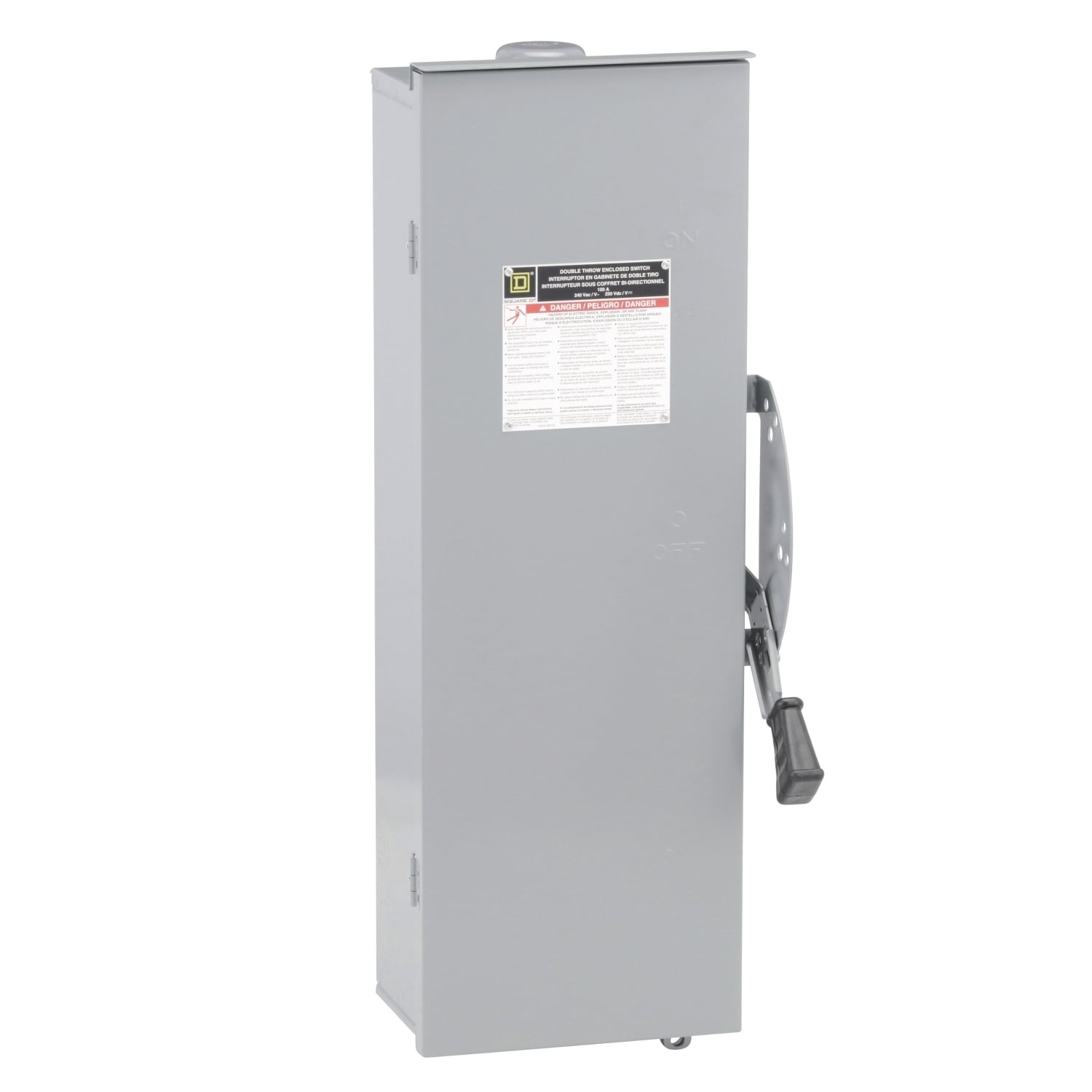 DT223RB F5 Fusible General Purpose Double Throw Safety Switch, 240 V AC/250 V DC, 100 A, 15 hp at 240 VAC 1-Phase, 30 hp at 240 VAC 3-Phase, 20 hp at 250 VDC, 2 Form C DPDT Contact, 2 Poles